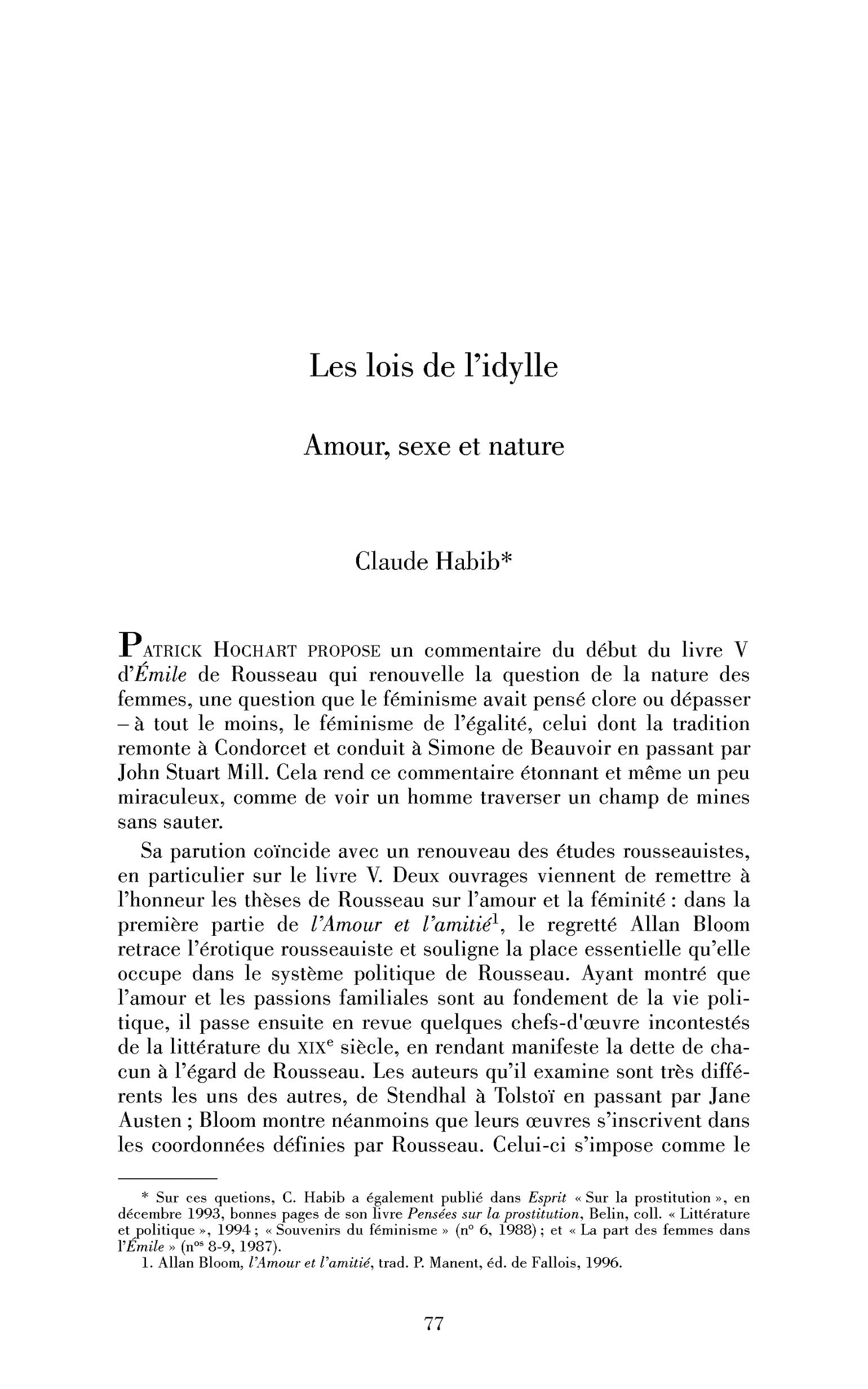 Les lois de l’idylle. Amour, sexe et nature