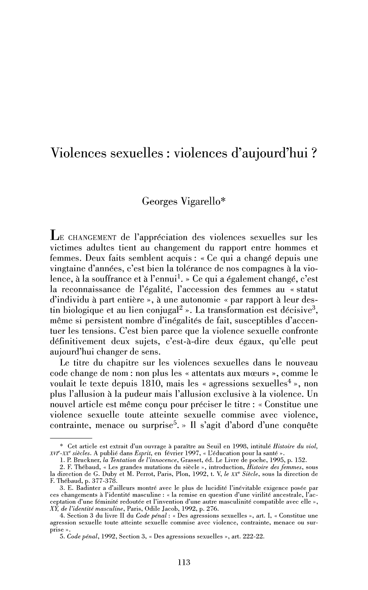 Violences sexuelles : violences d’aujourd’hui?