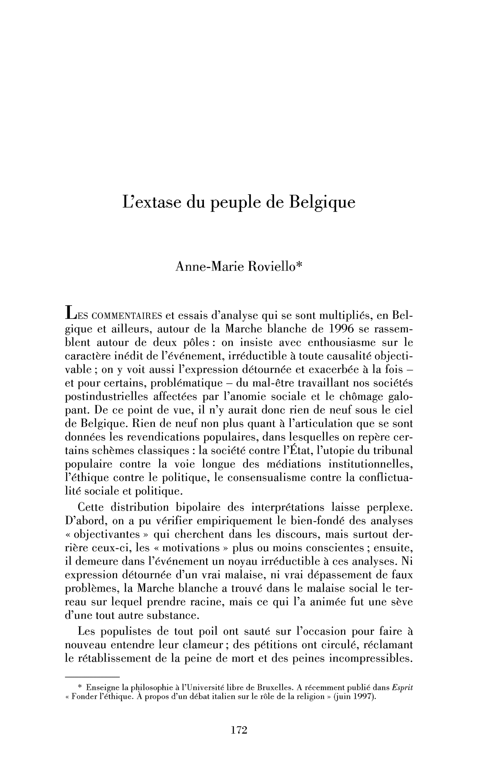 L’extase du peuple de Belgique