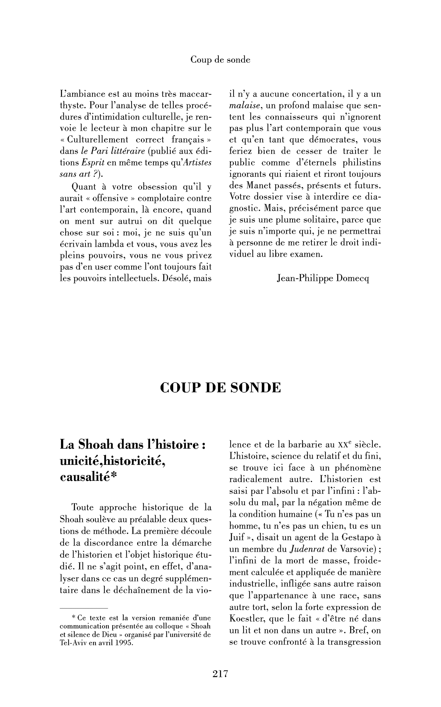 La Shoah dans l’histoire