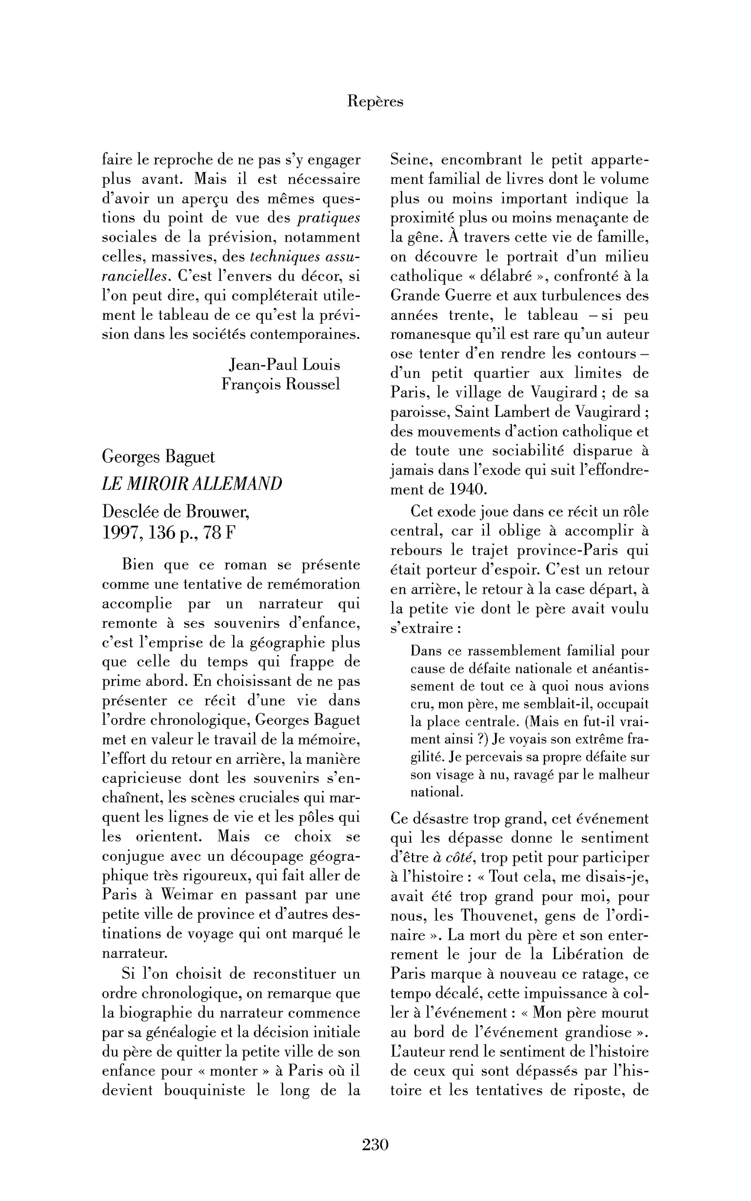 Georges Baguet : le Miroir allemand