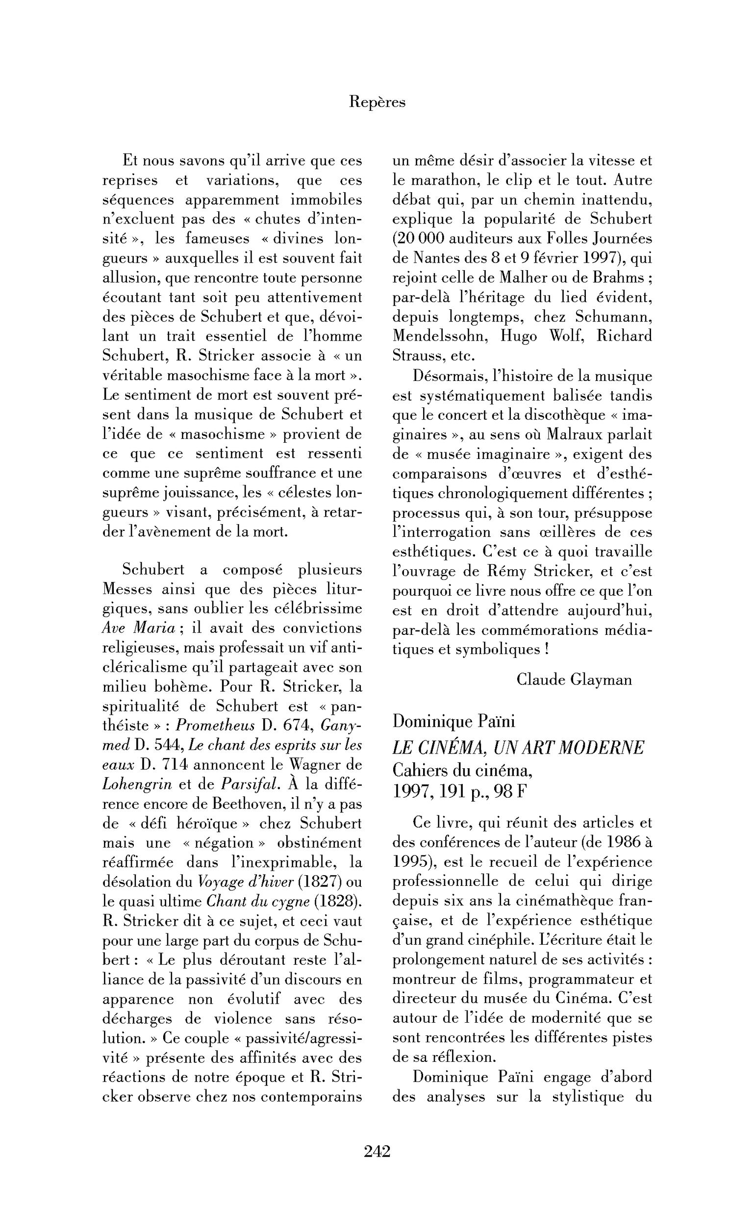 Dominique Païni : le Cinéma, un art moderne