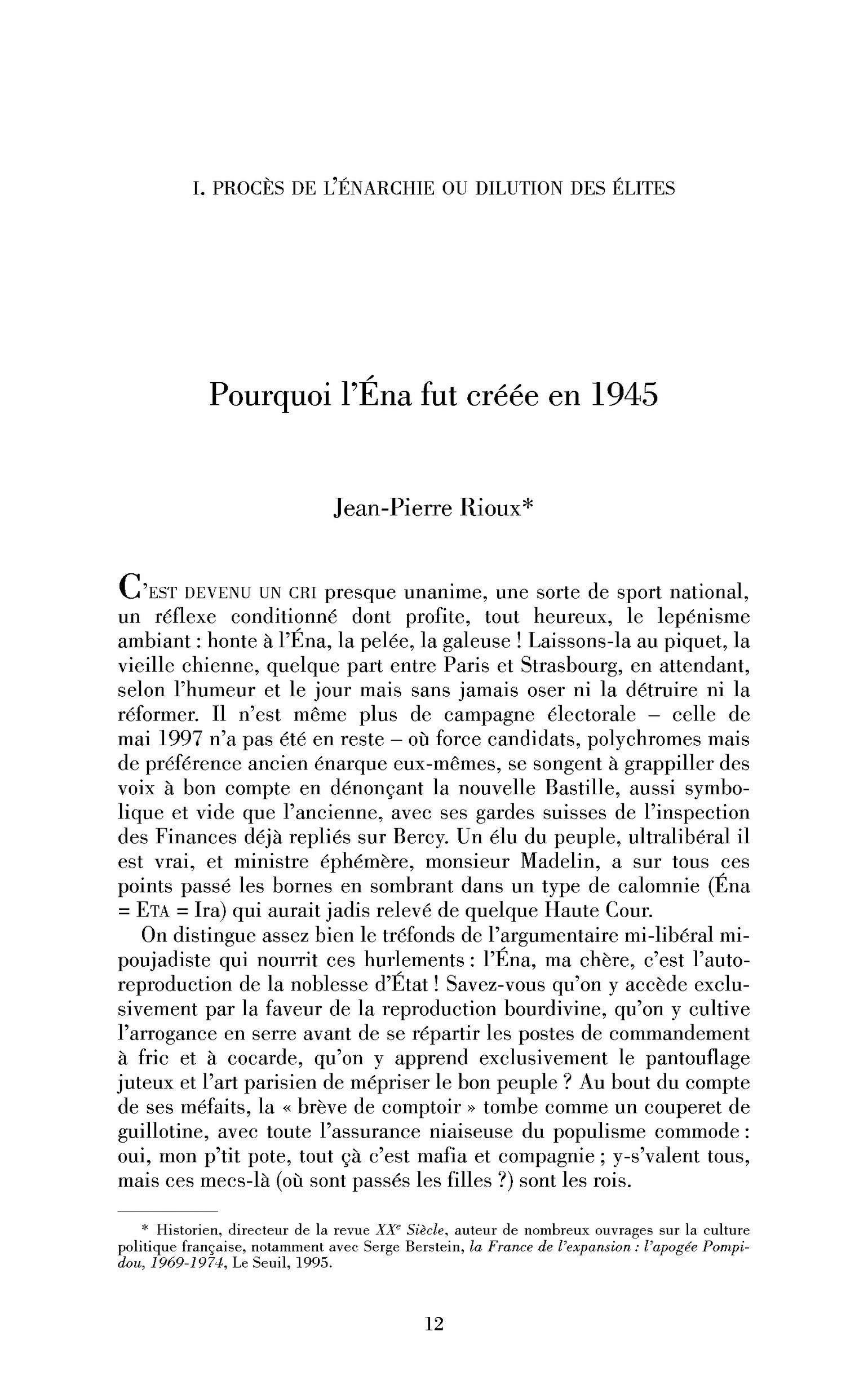 Pourquoi l’Éna fut créée en 1945