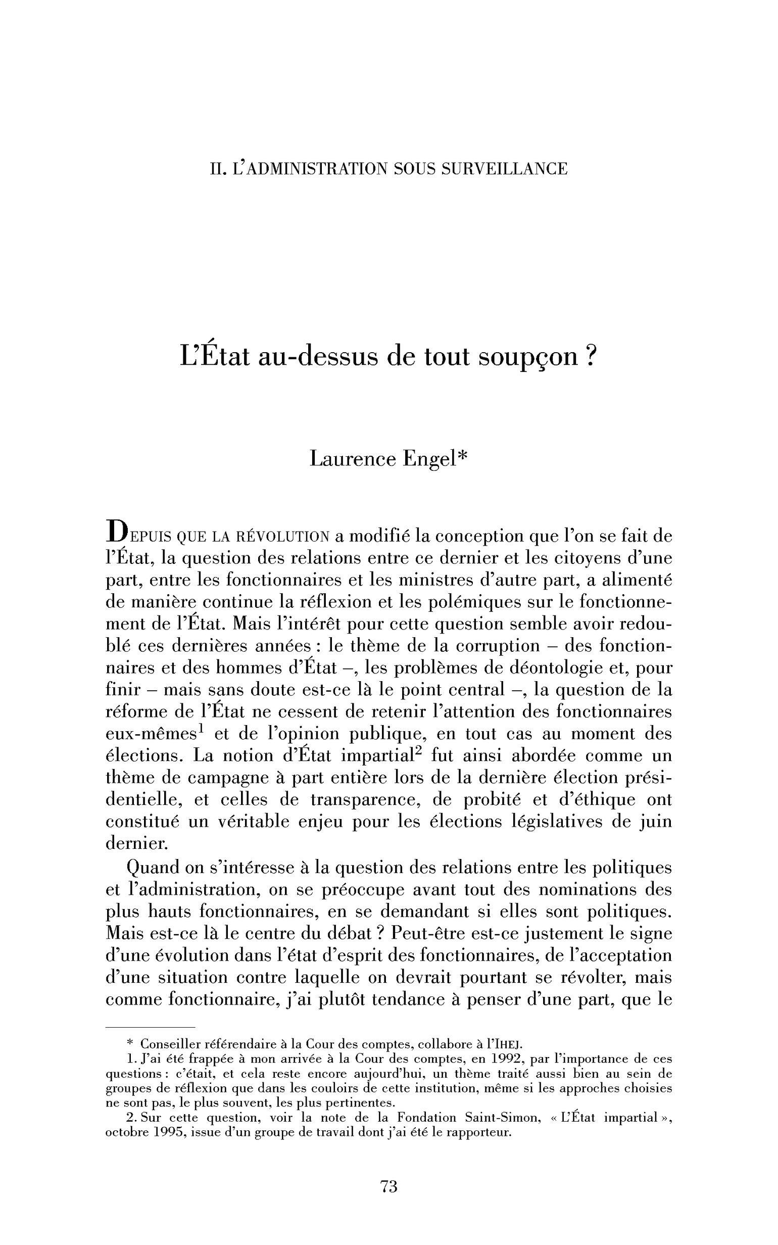 L’État au-dessus de tout soupçon?