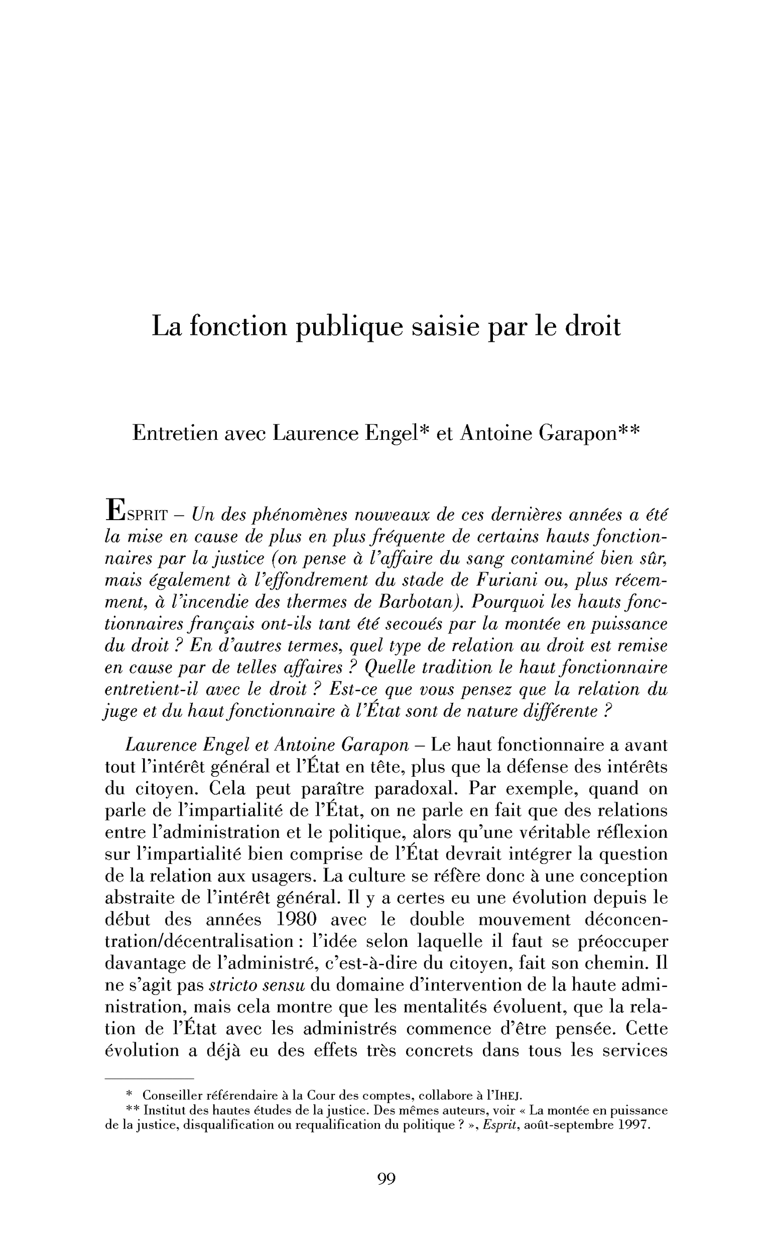 La fonction publique saisie par le droit. (Entretien)