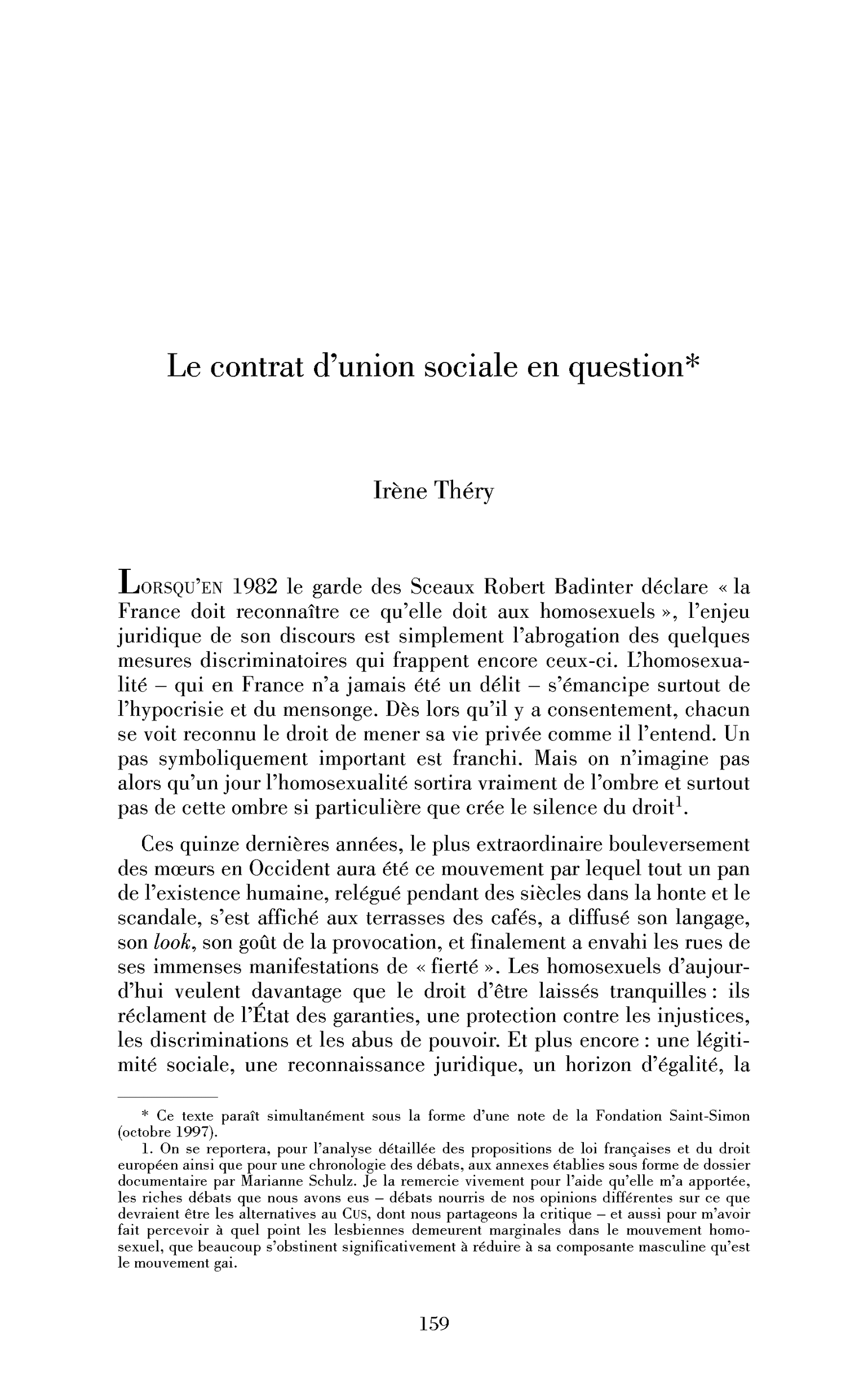 Le contrat d’union sociale en question