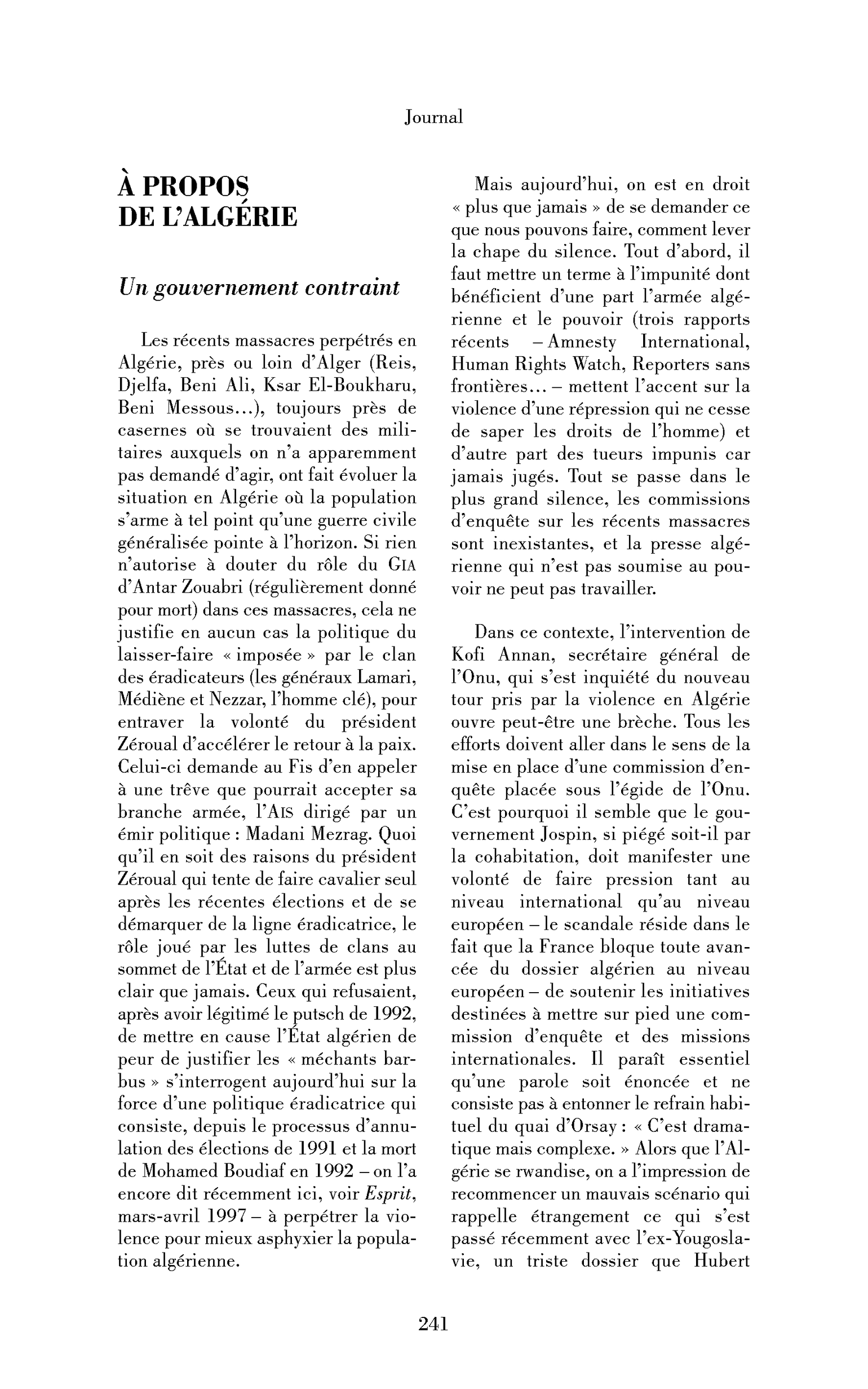 À propos de l’Algérie