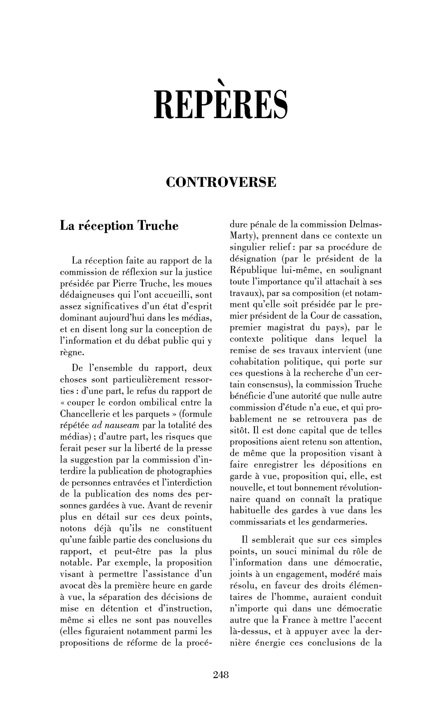 La réception Truche