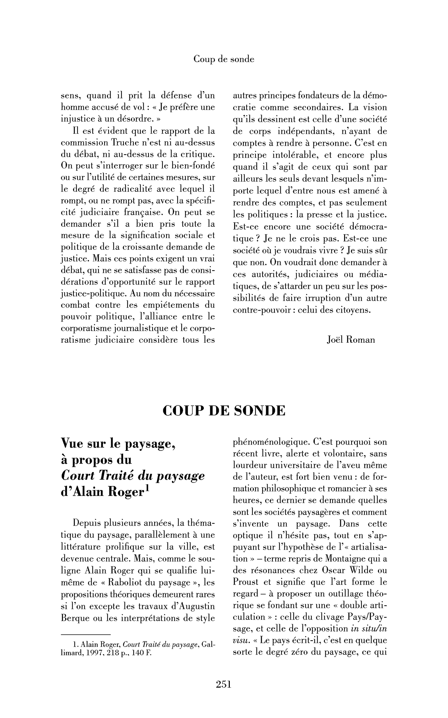 Vue sur le paysage, à propos du Court Traité du paysage d’Alain Roger