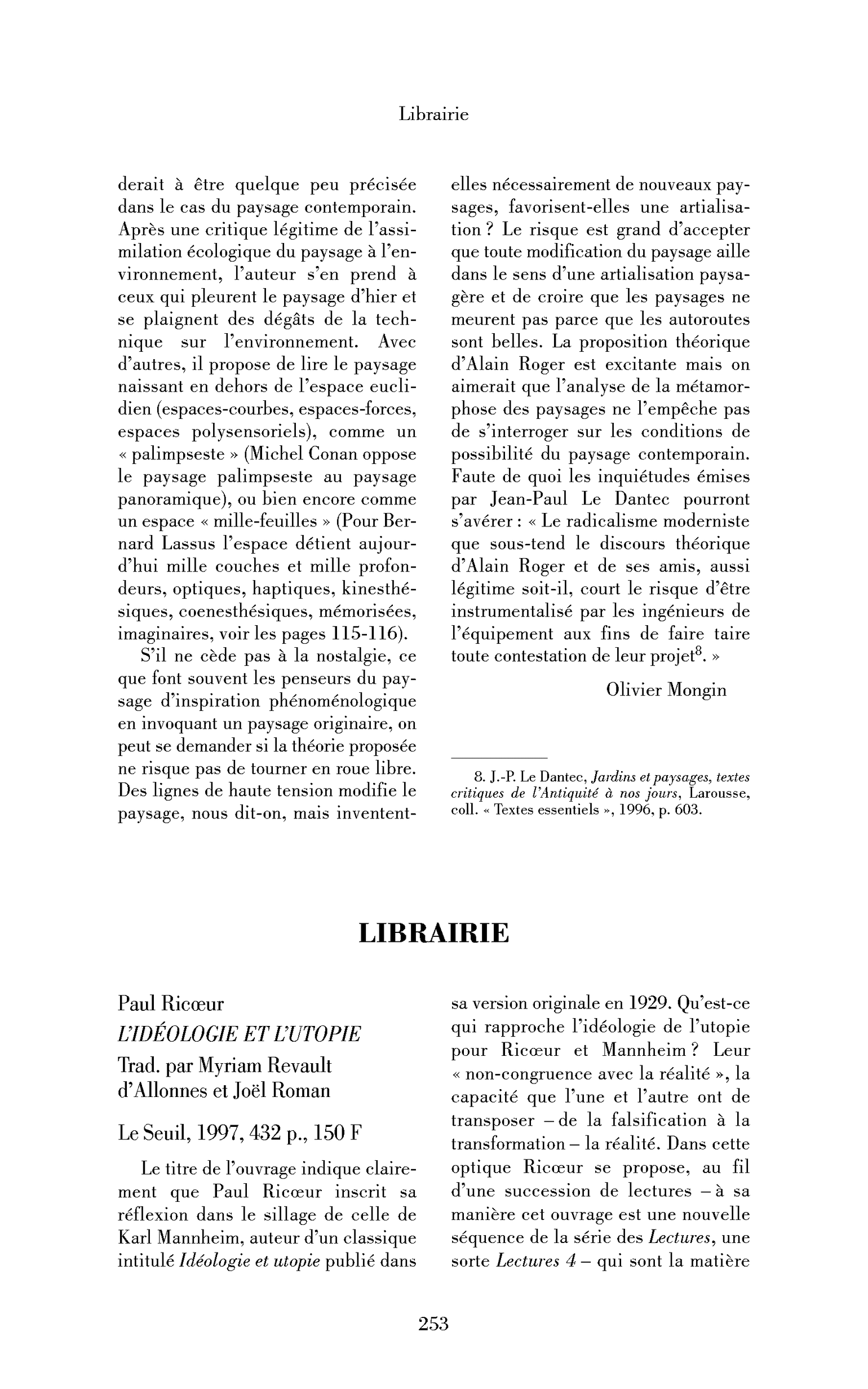 Paul Ricœur : l’Idéologie et l’utopie