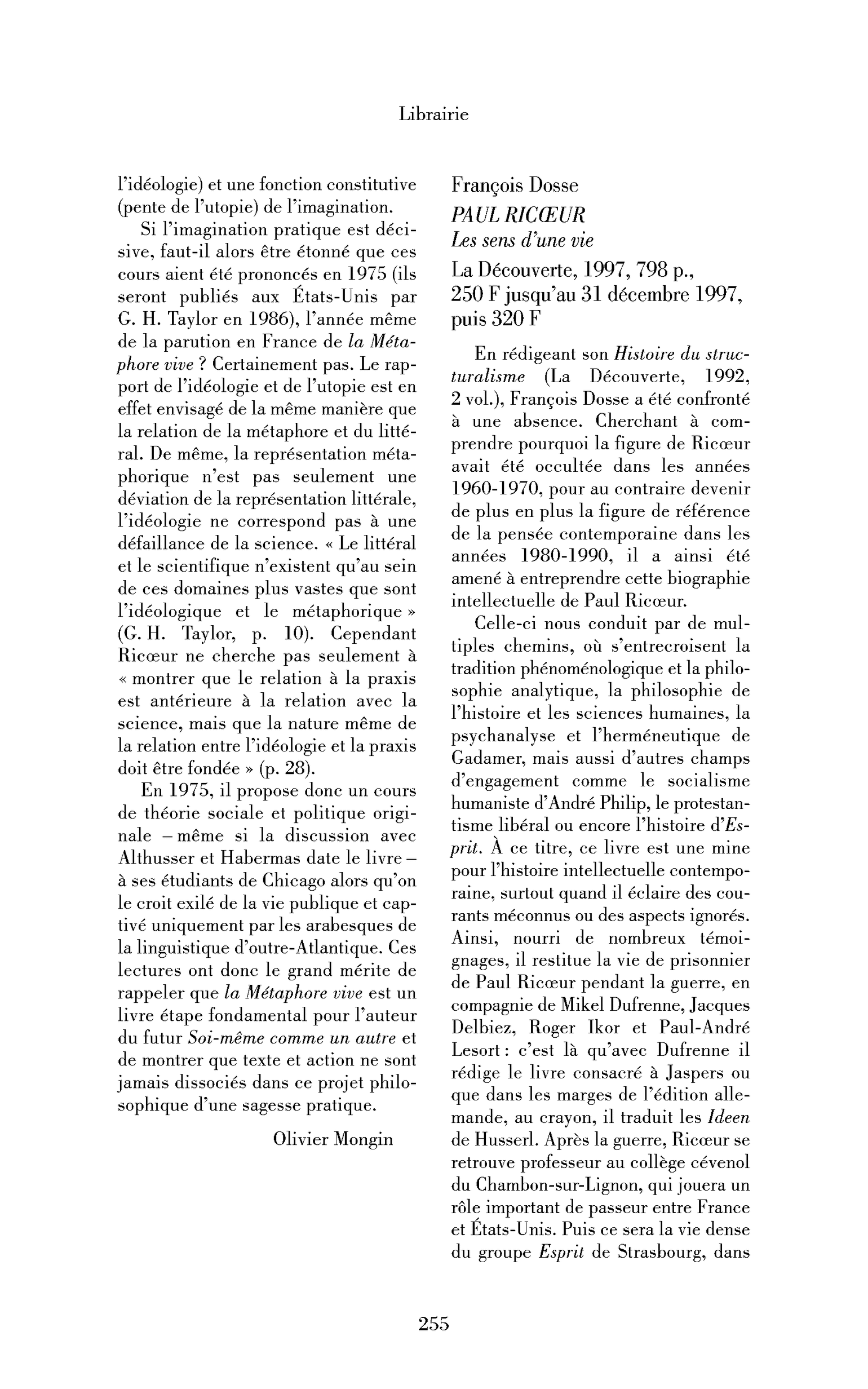 François Dosse : Paul Ricœur. Les sens d’une vie