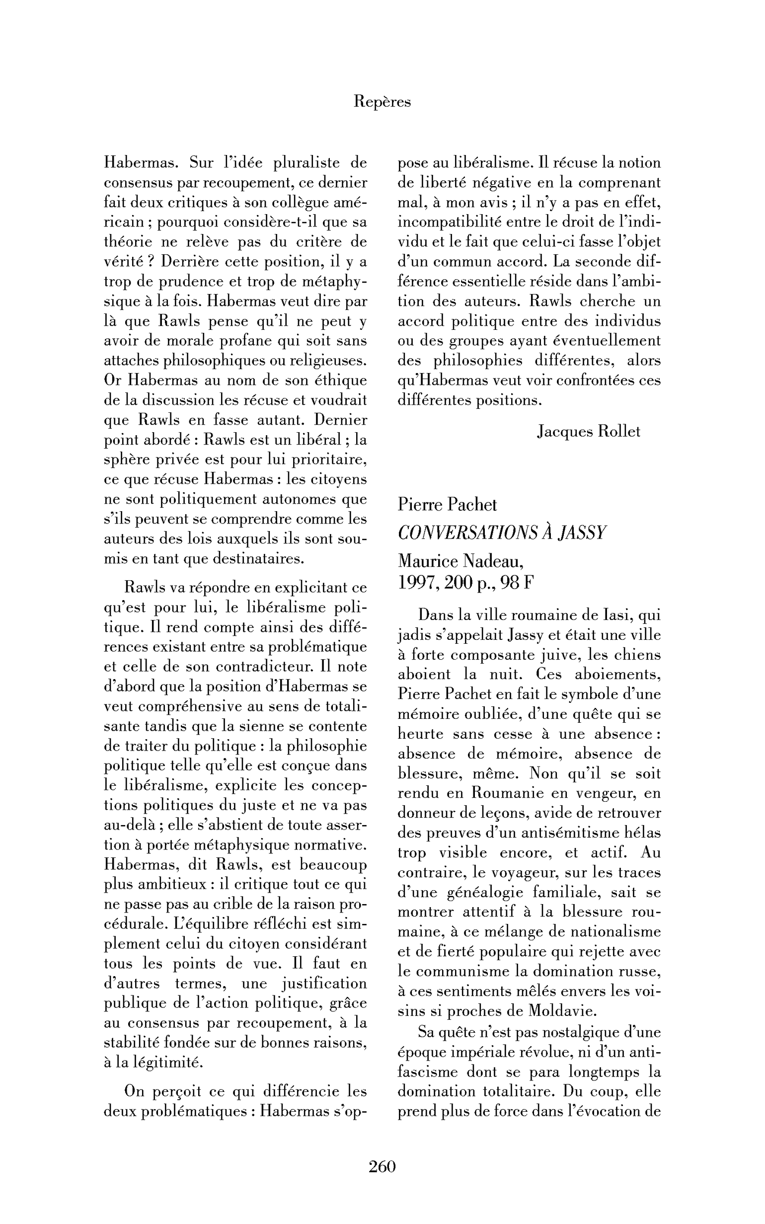 Pierre Pachet : Conversation à Jassy