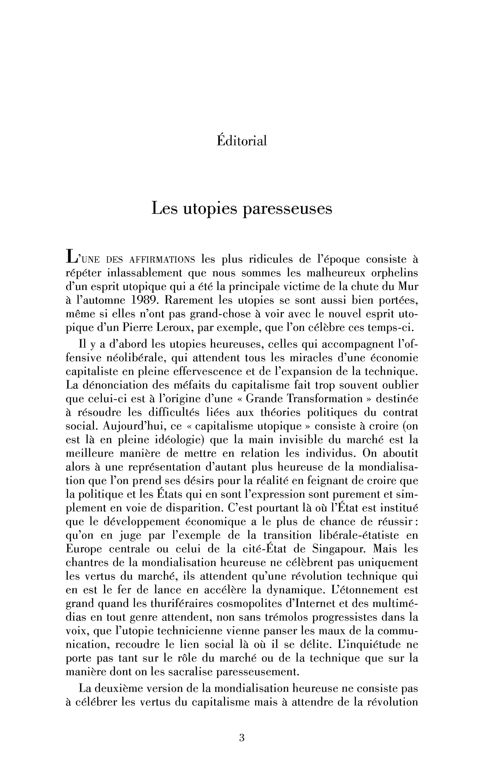 Les utopies paresseuses