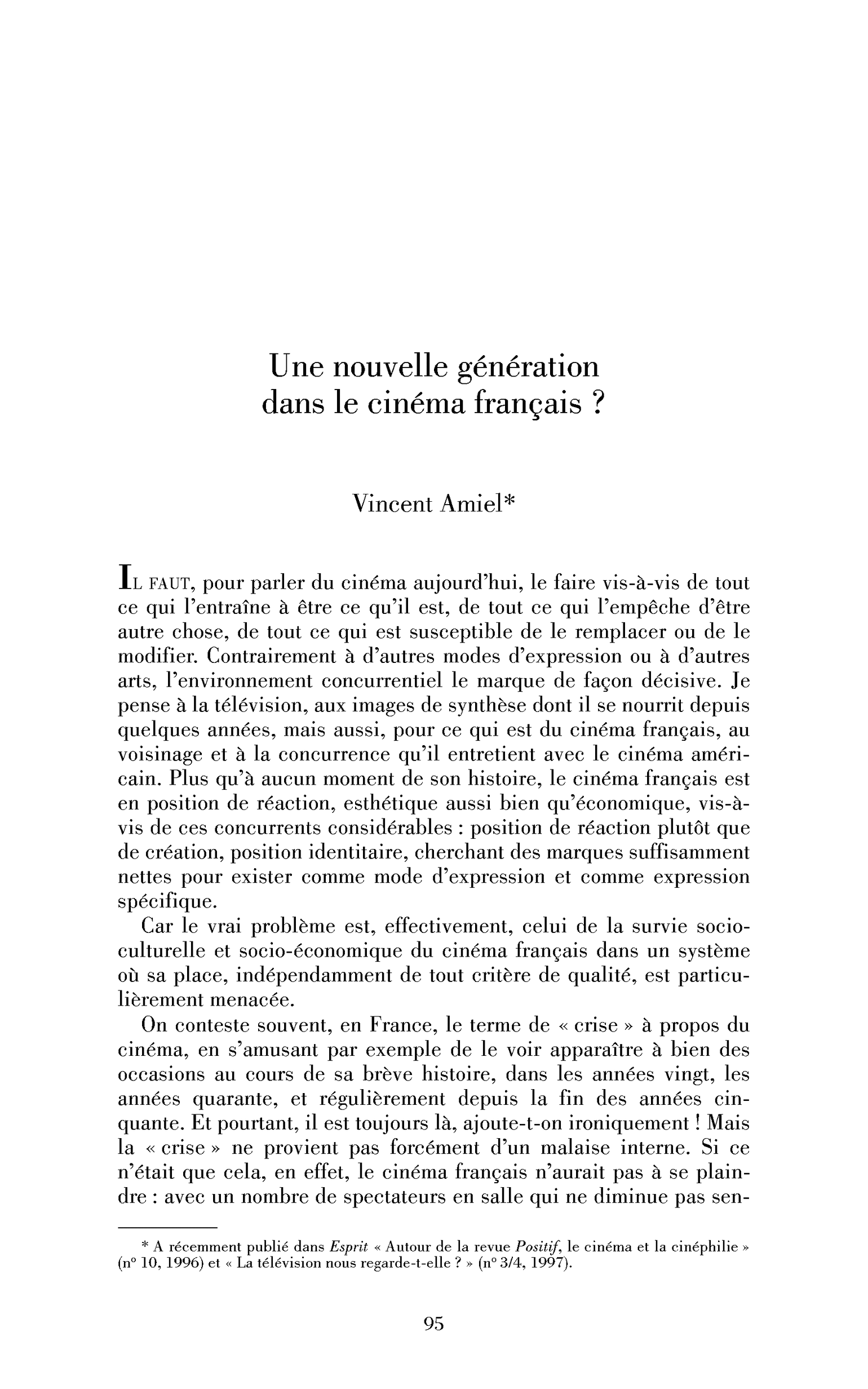 Une nouvelle génération dans le cinéma français?
