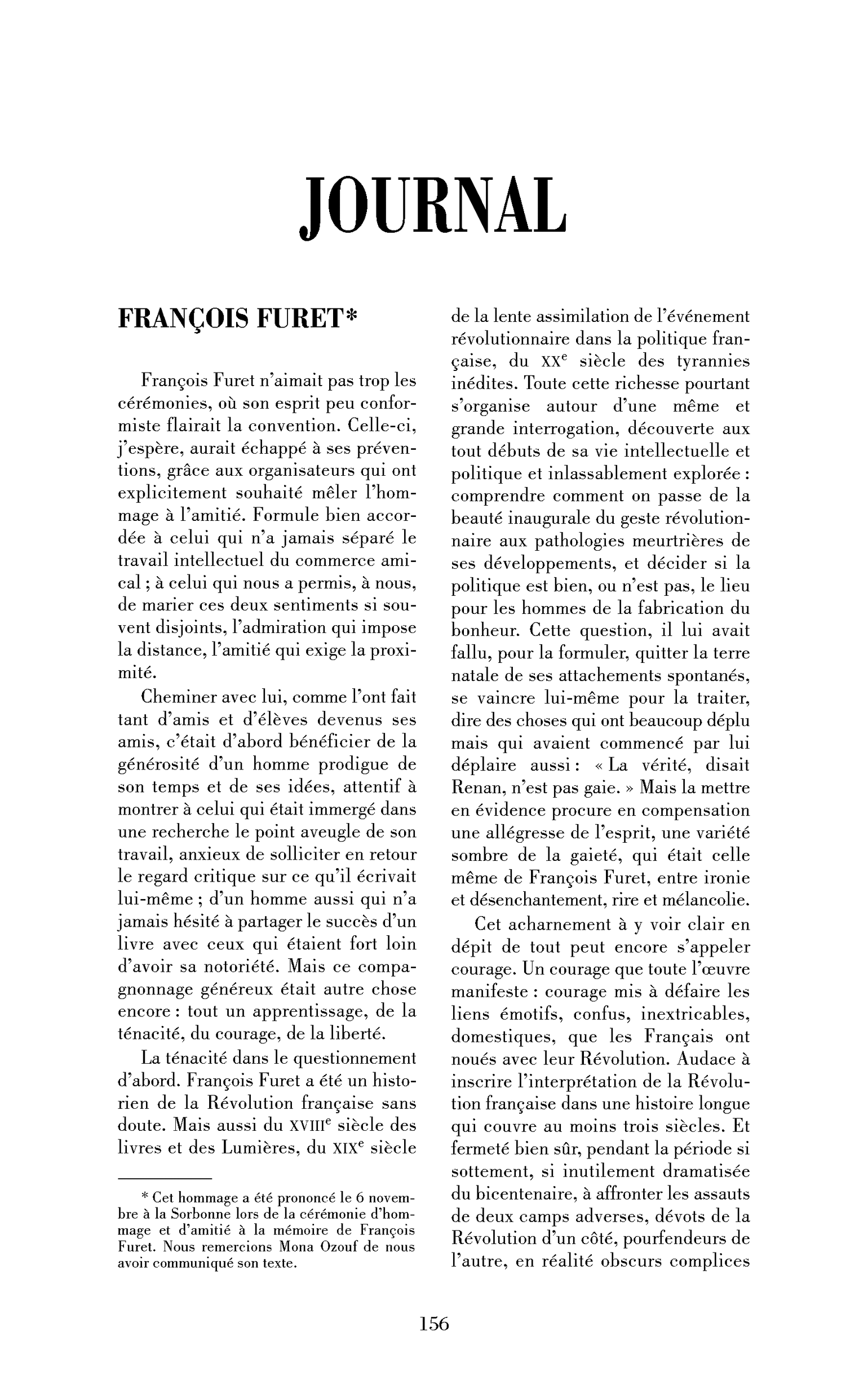 Hommage à François Furet