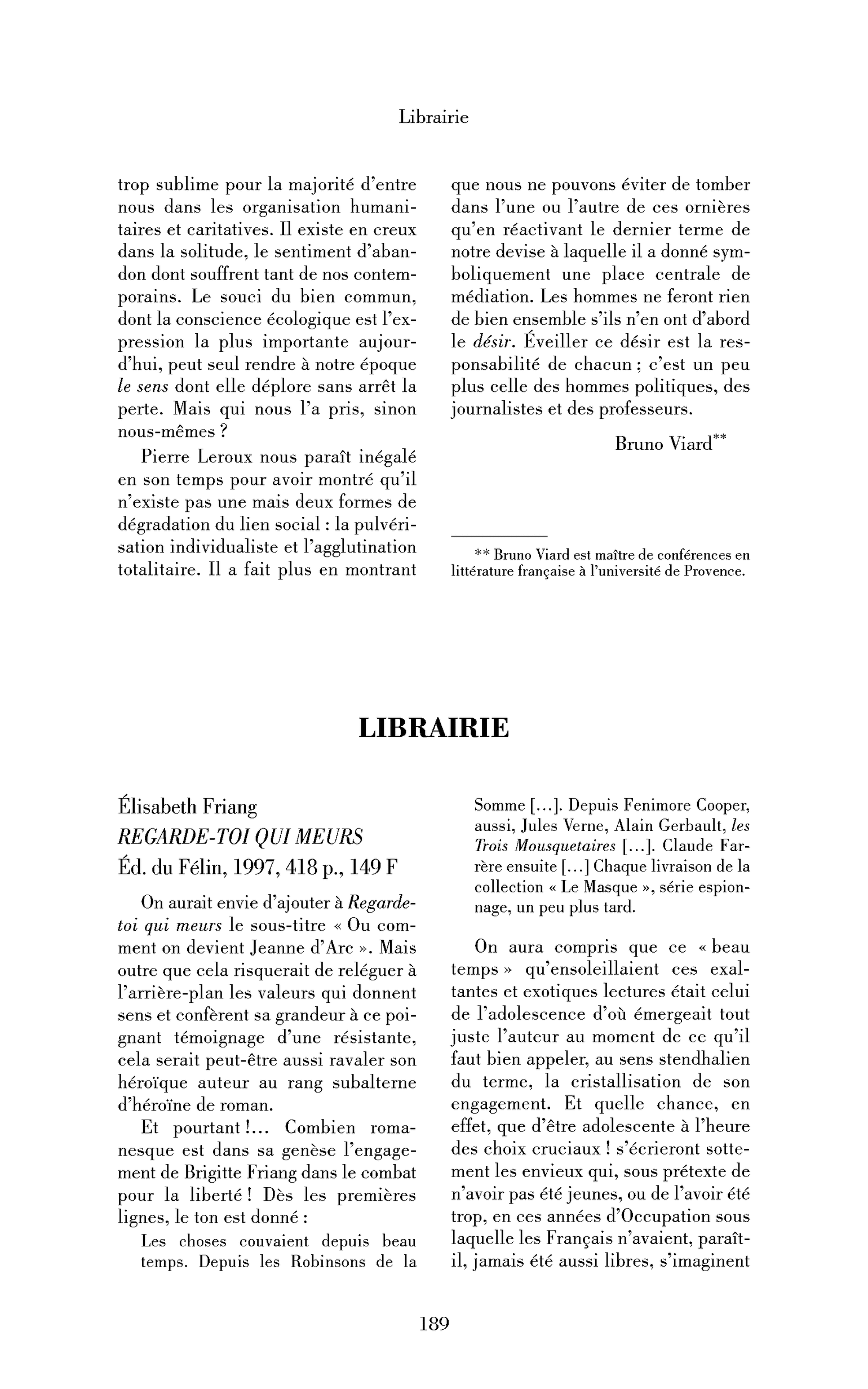 Élisabeth Friang : Regarde-toi qui meurs
