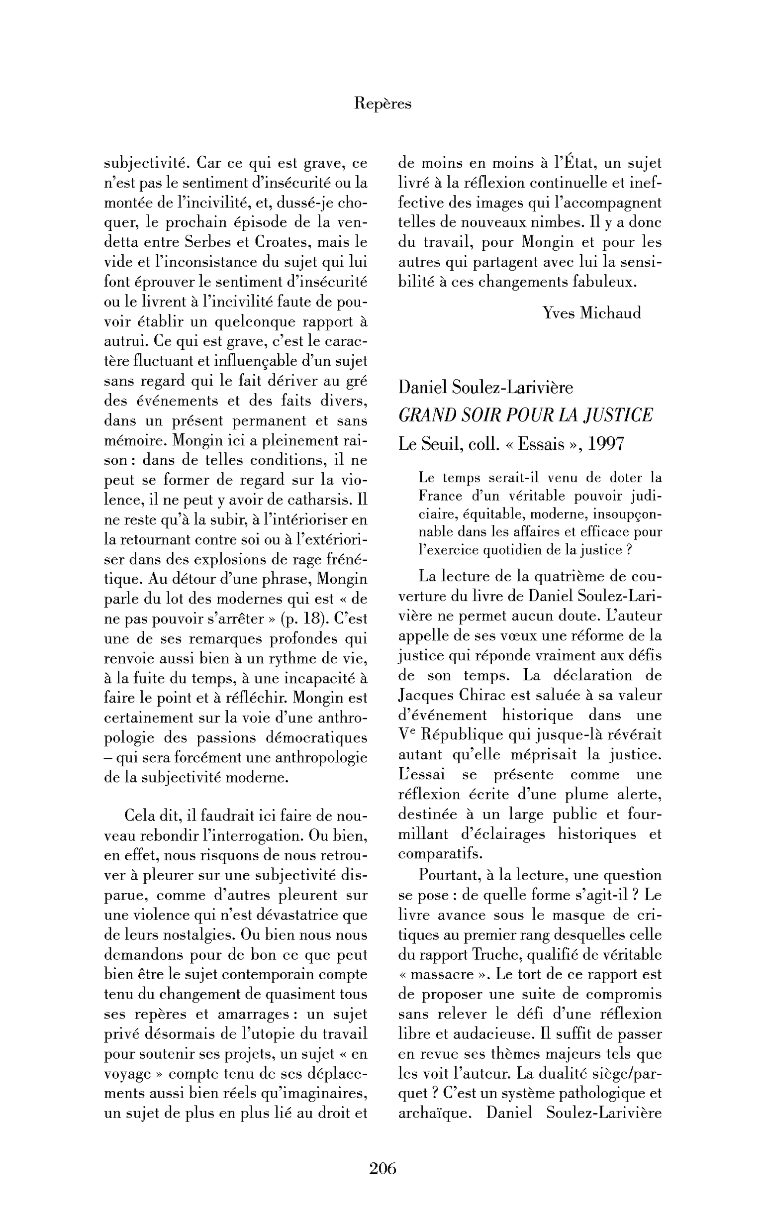 Daniel Soulez-Larivière : Grand soir pour la justice