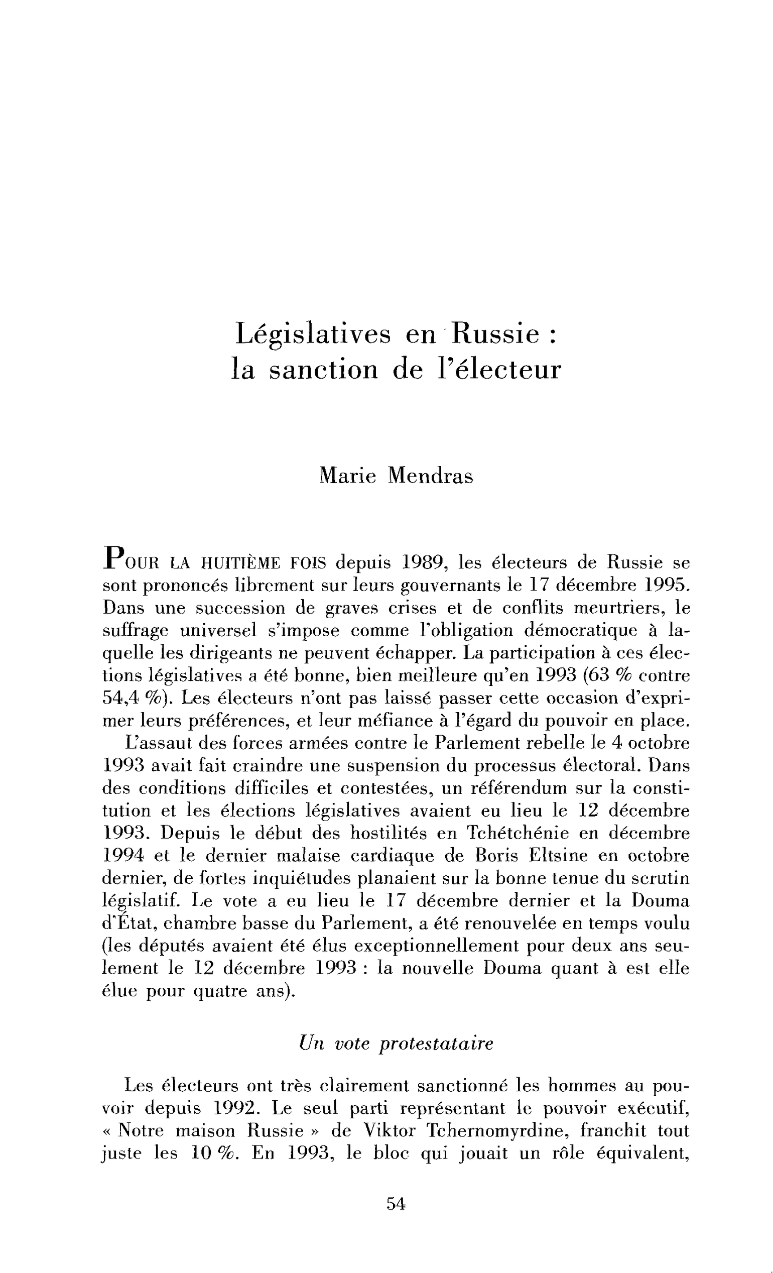 Législatives en Russie : la sanction de l’électeur