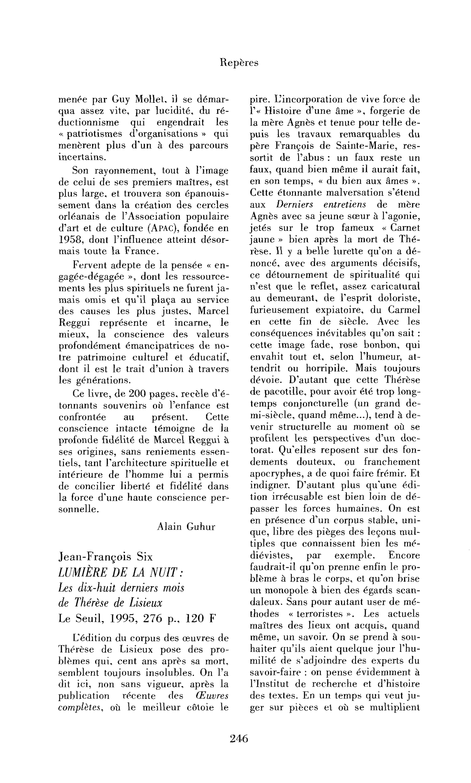 Jean-François Six : Lumière de la nuit : les dix-huit derniers mois de Thérèse de Lisieux