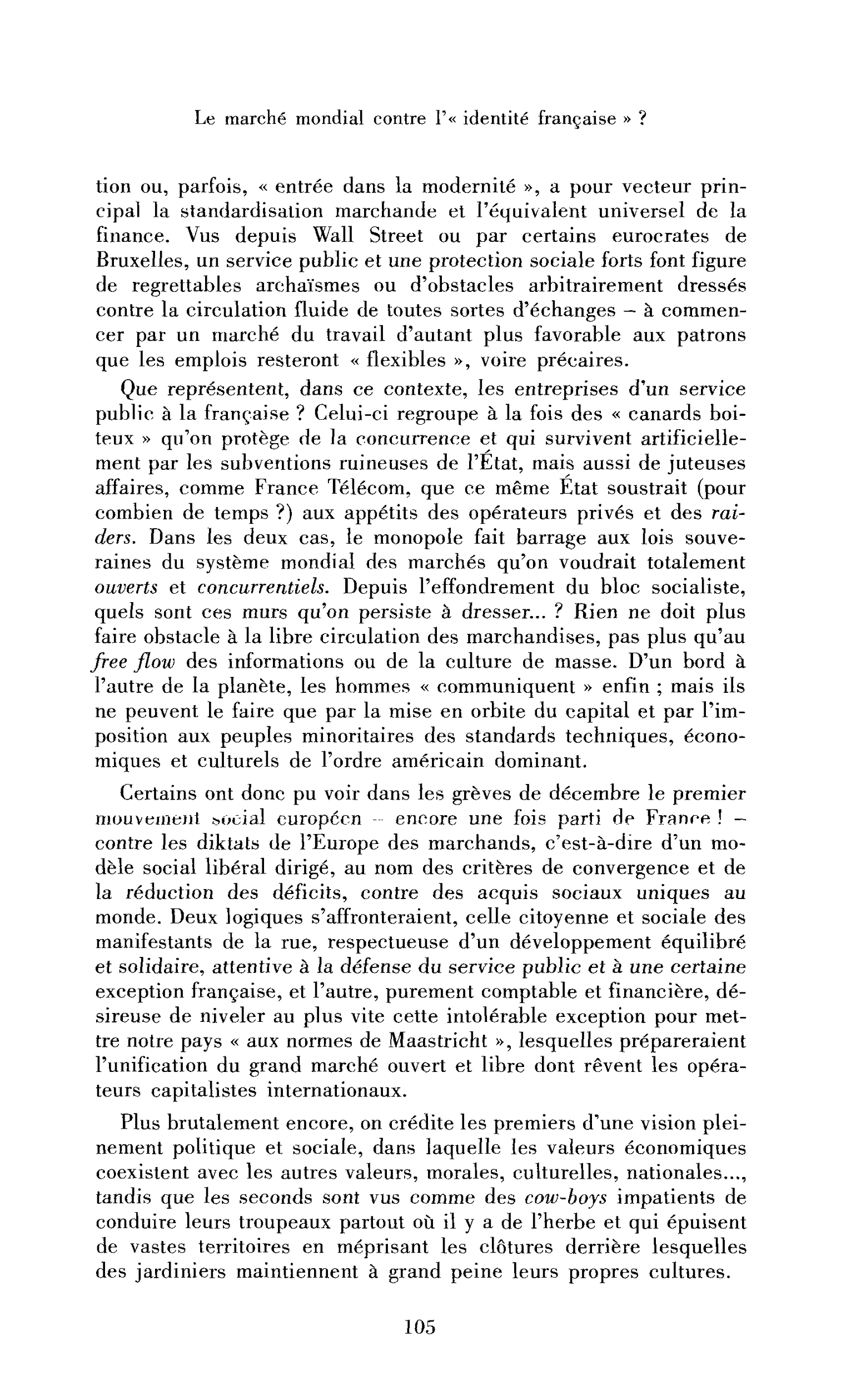 Cow-boys et jardiniers : le marché mondial contre l’« identité française » ?