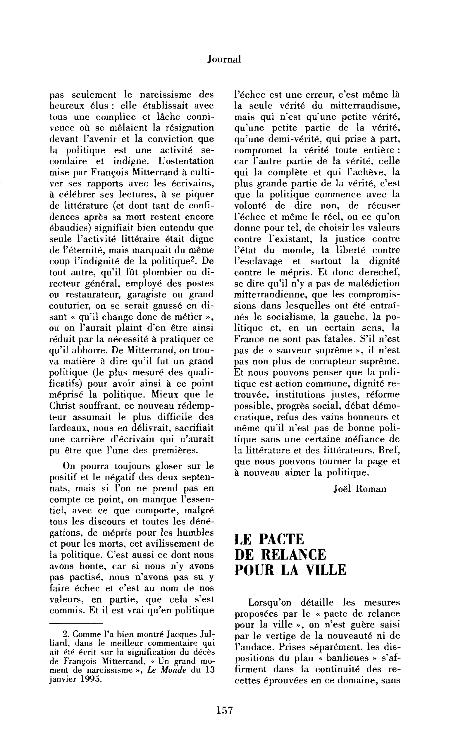 Le pacte de relance pour la ville