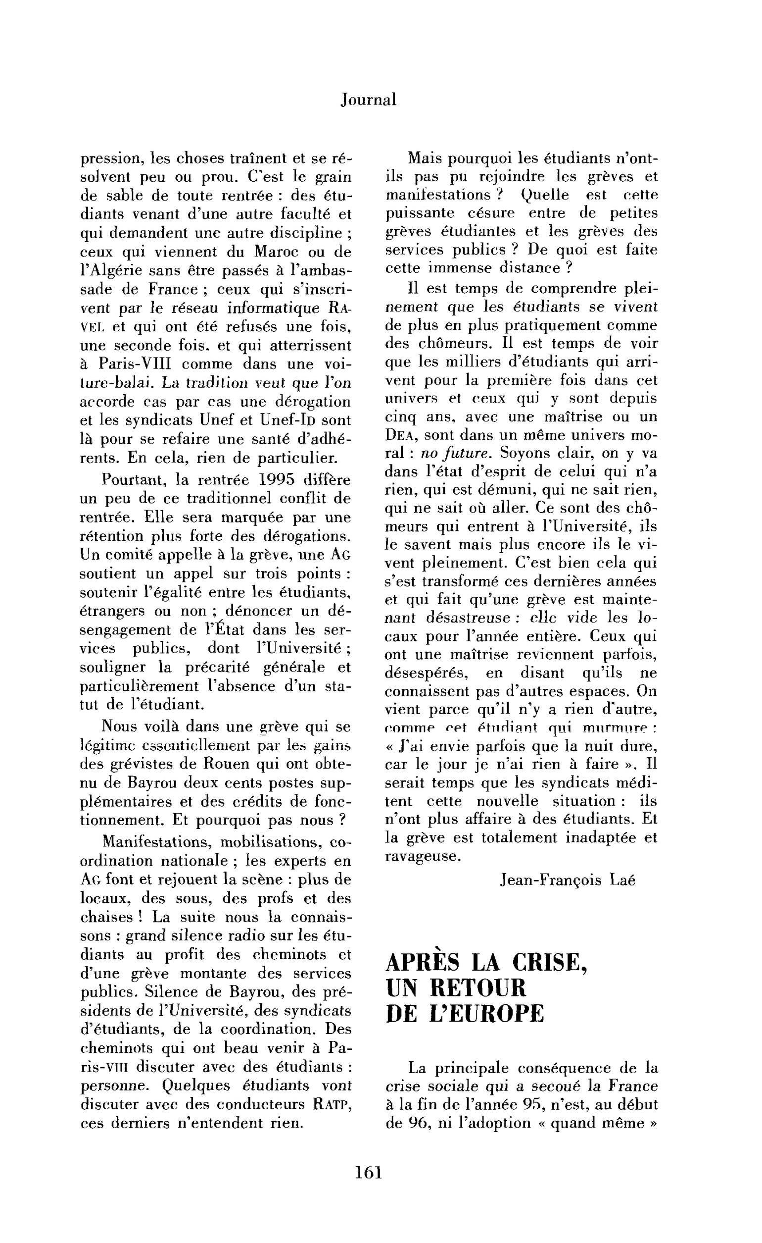 Après la crise, un retour de l’Europe