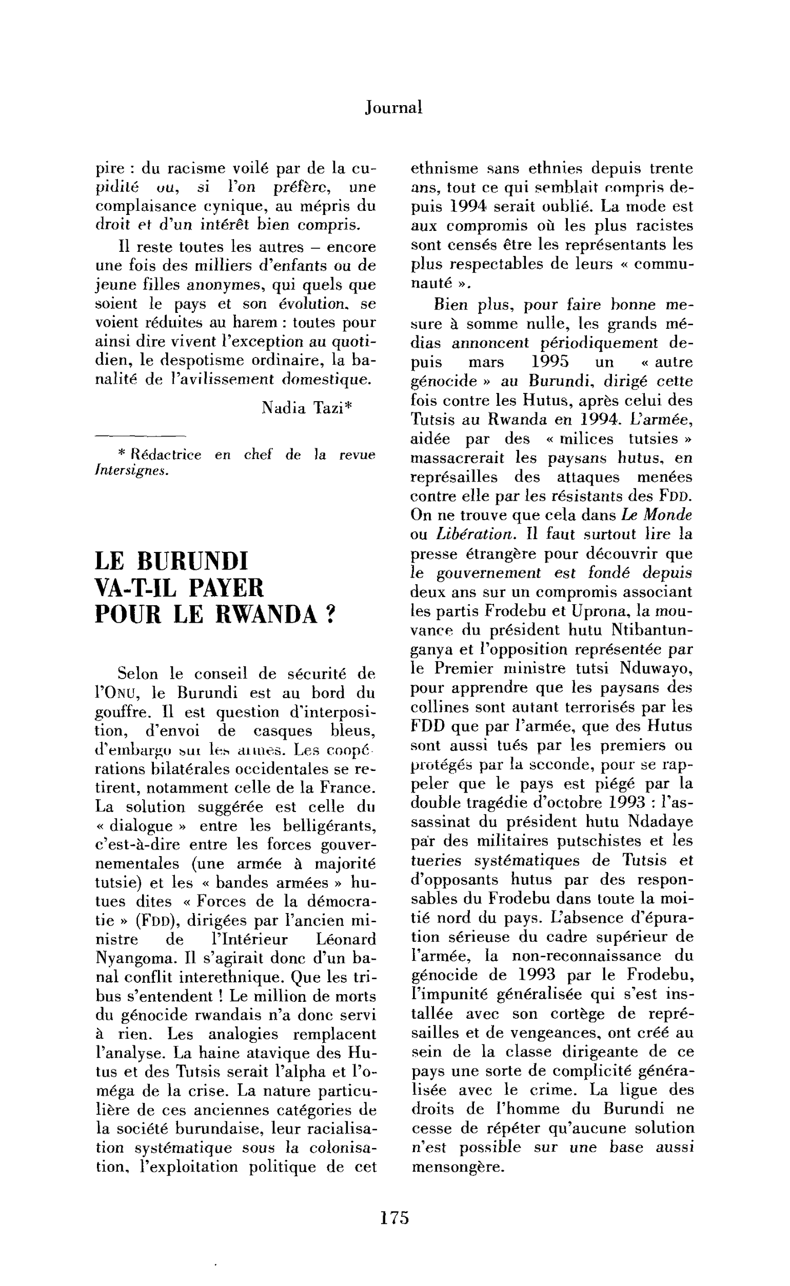Le Burundi va-t-il payer pour le Rwanda ?