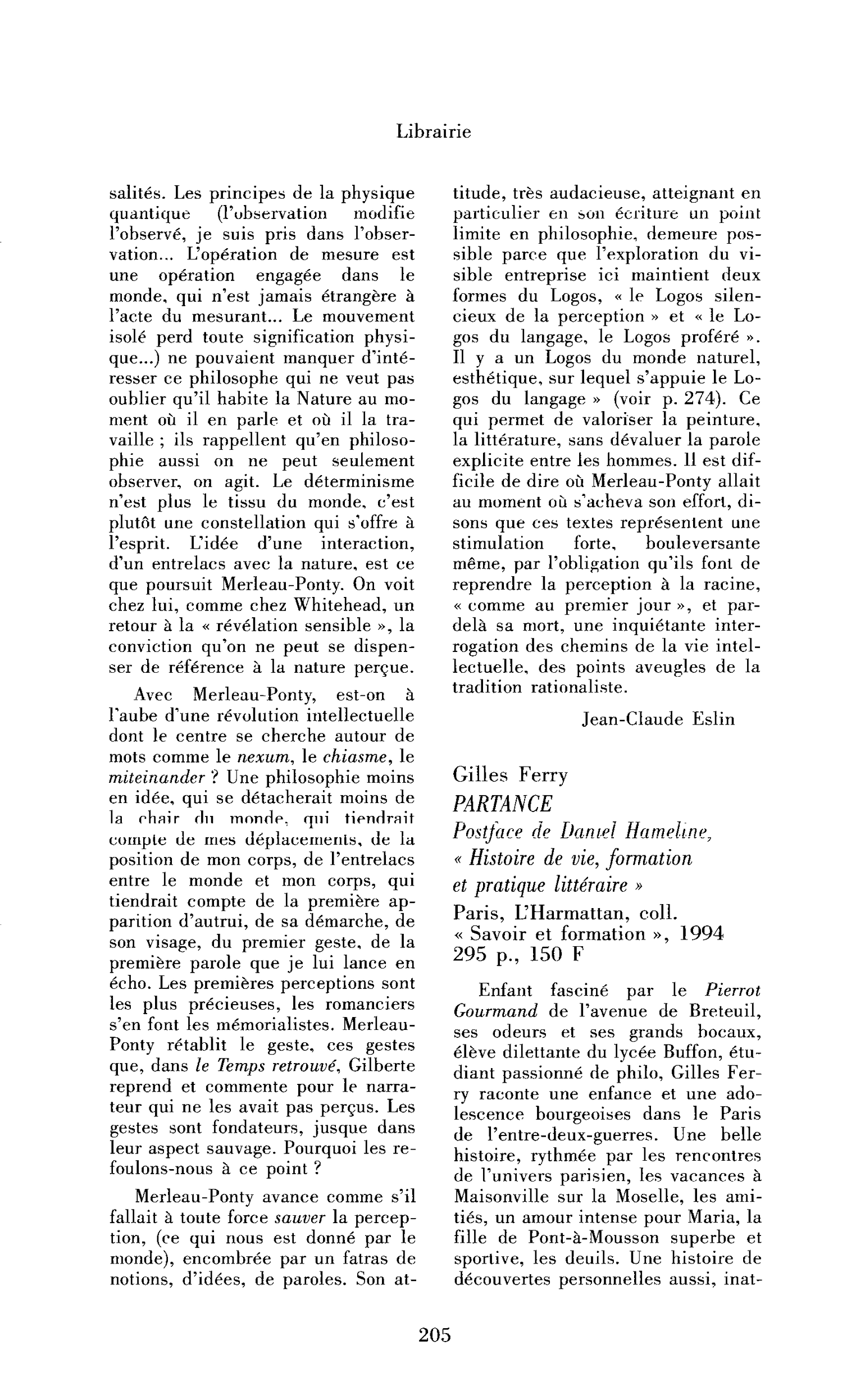 Gilles Ferry : Partance