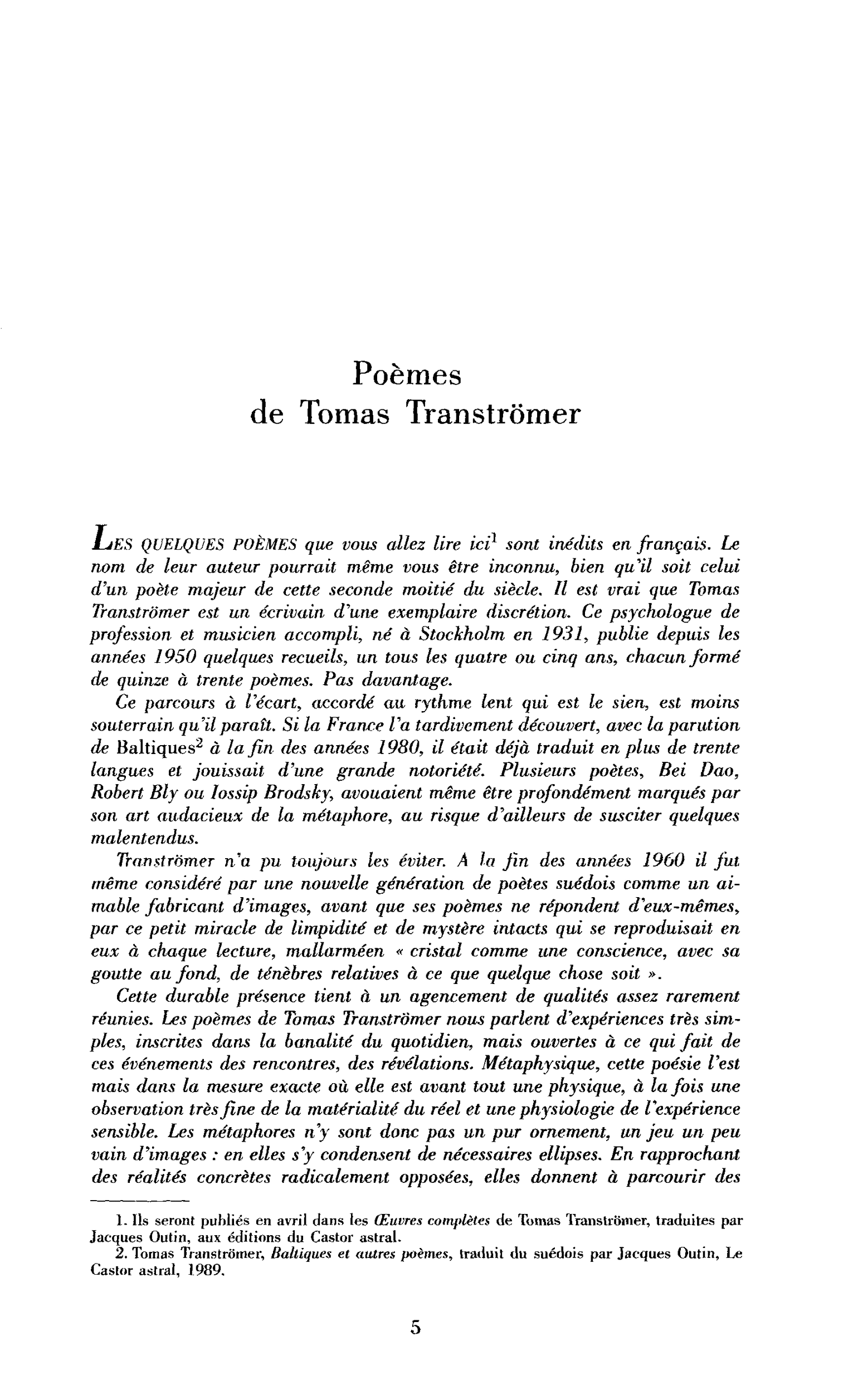 Poèmes (présentés par Renaud Ego)