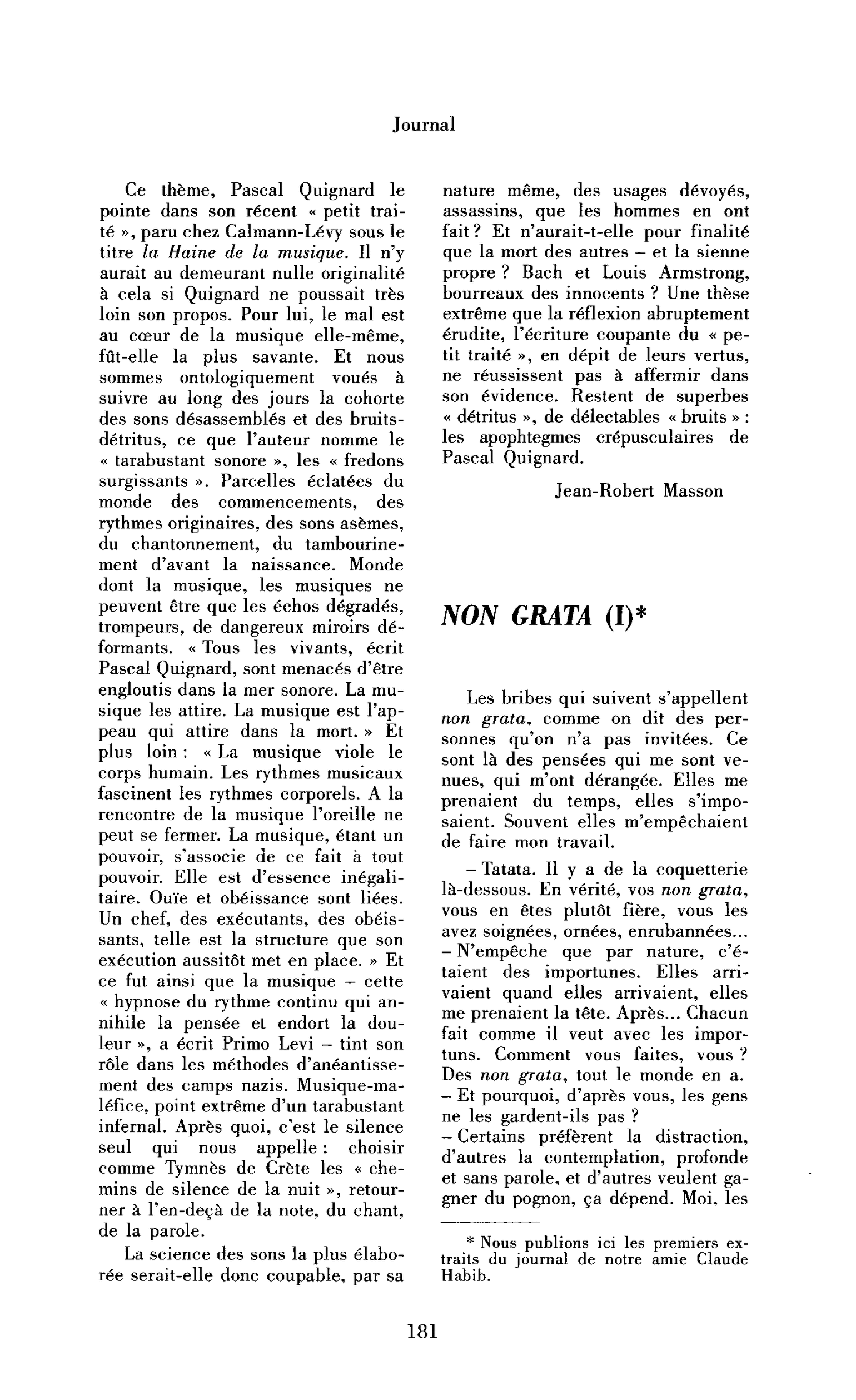 Non grata (I)