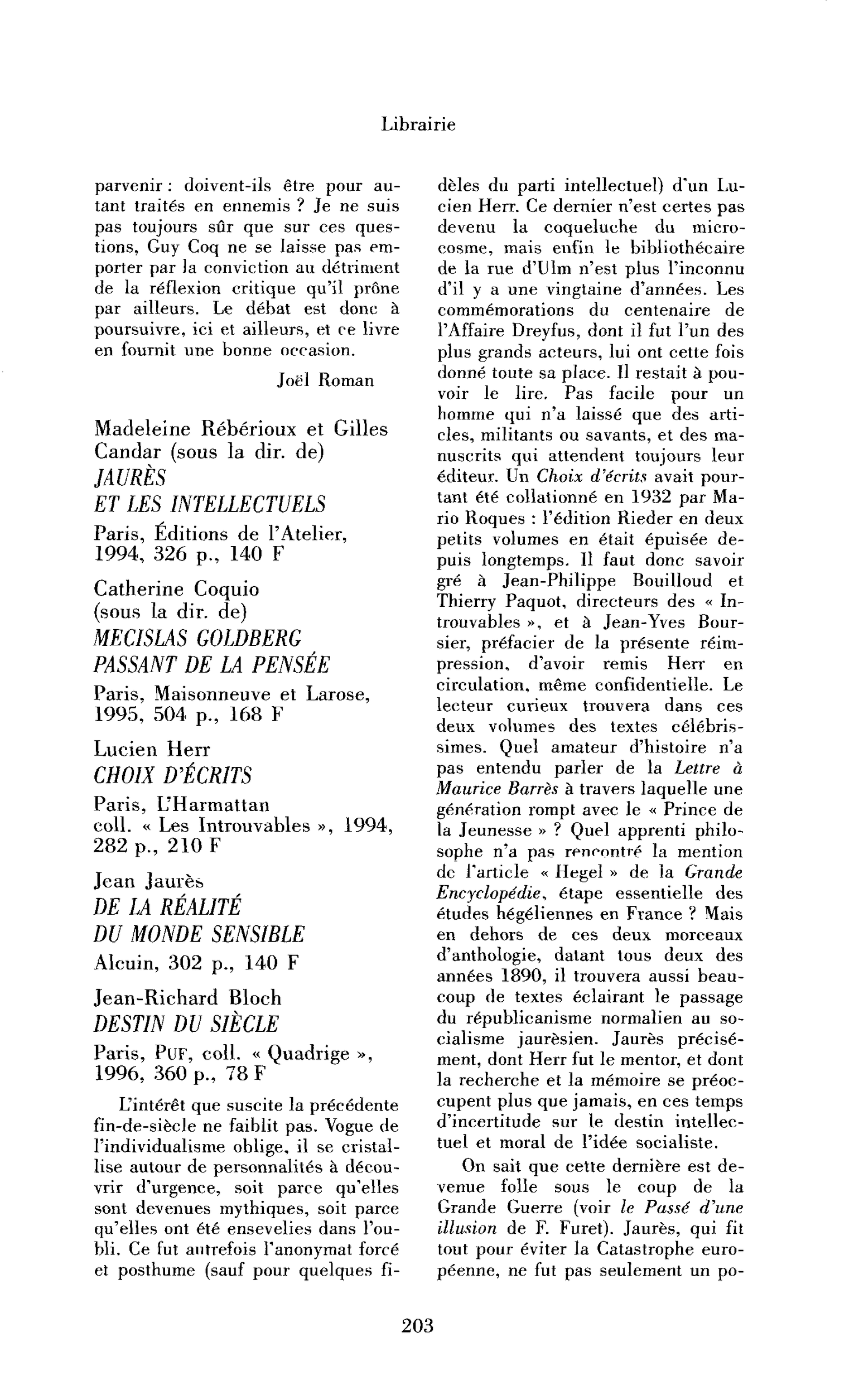 Jaurès, Herr, les intellectuels et la fin de siècle