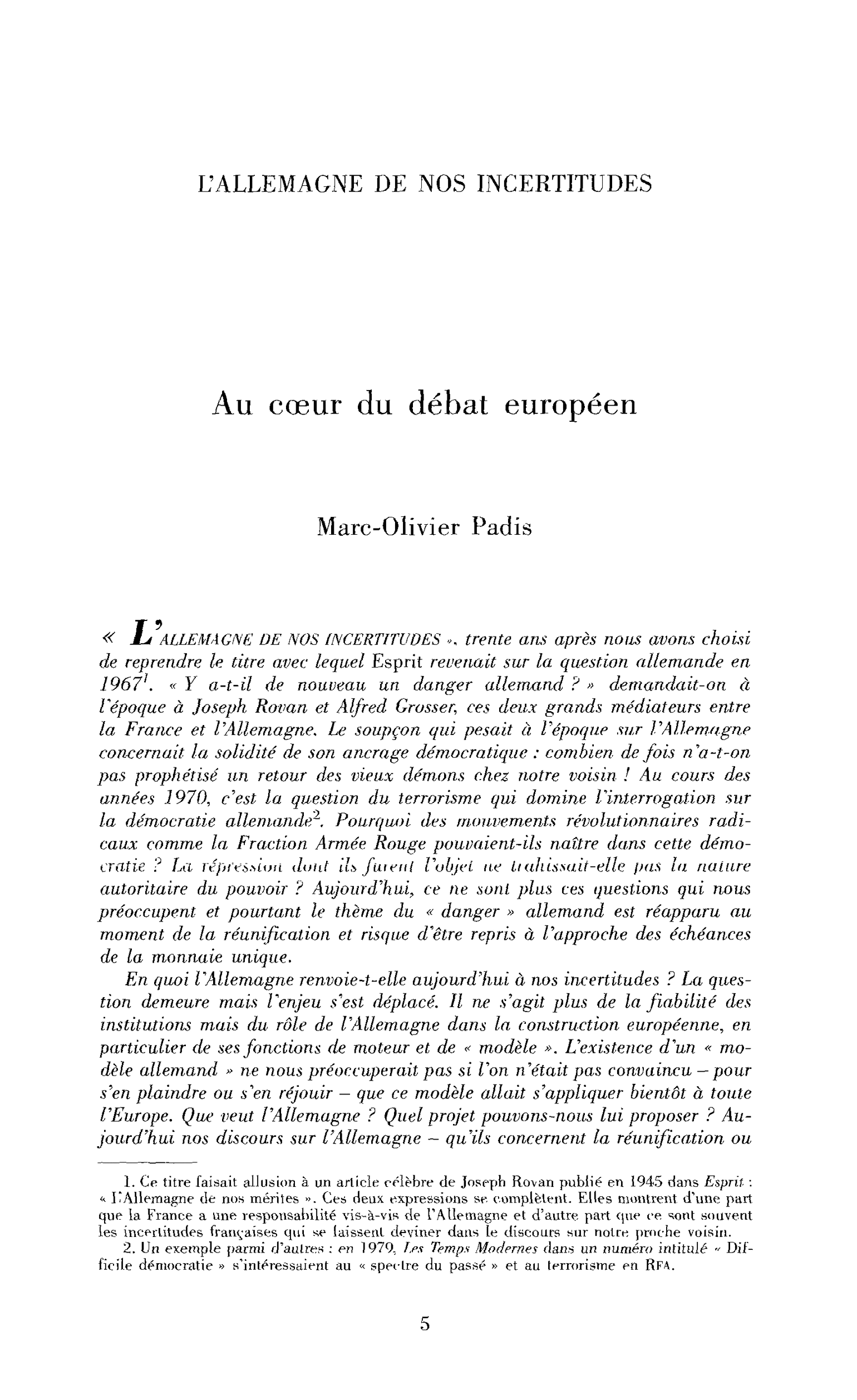 Au cœur du débat européen