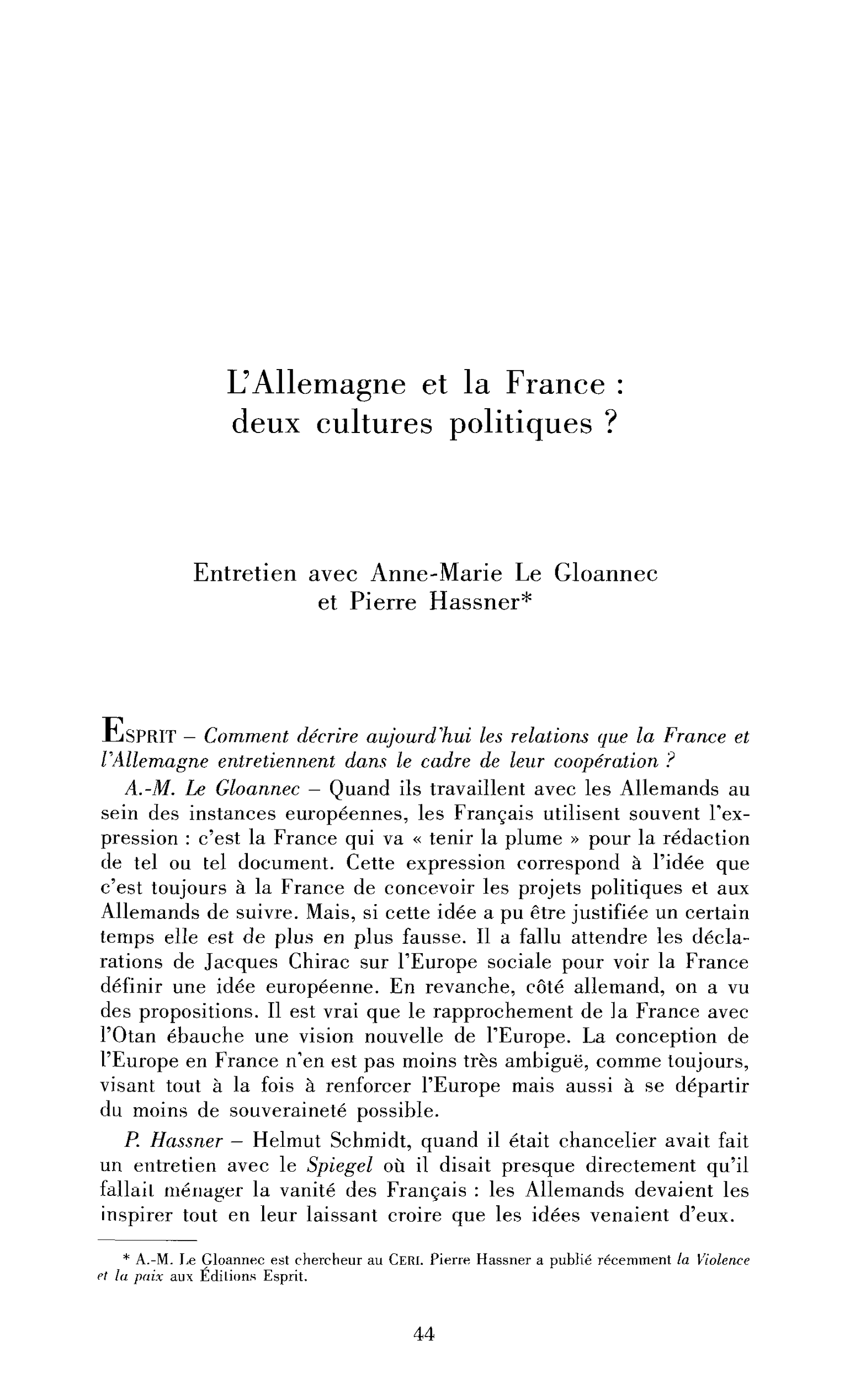 L’Allemagne et la France, deux cultures politiques ? (Entretien)