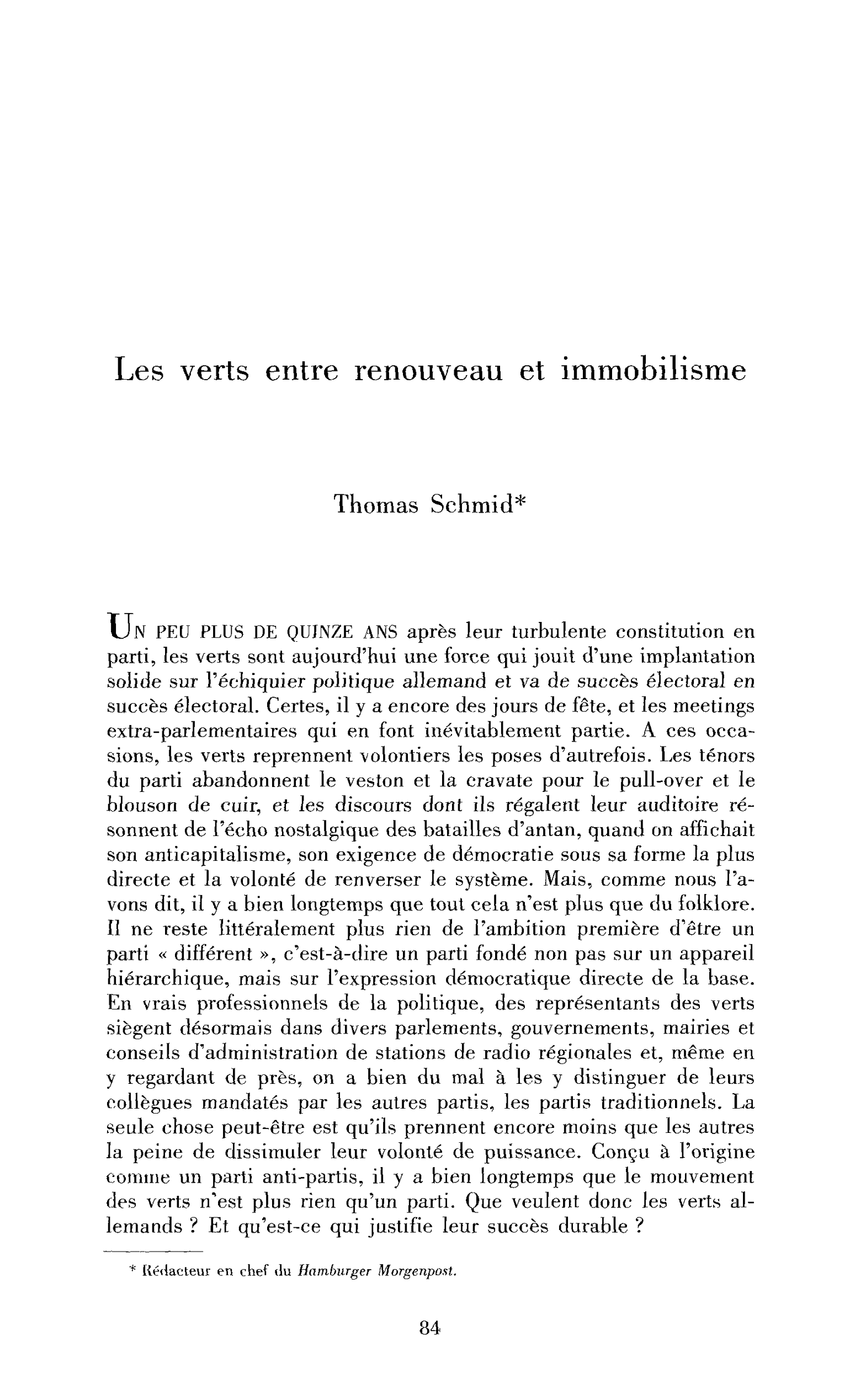 Les verts entre renouveau et immobilisme