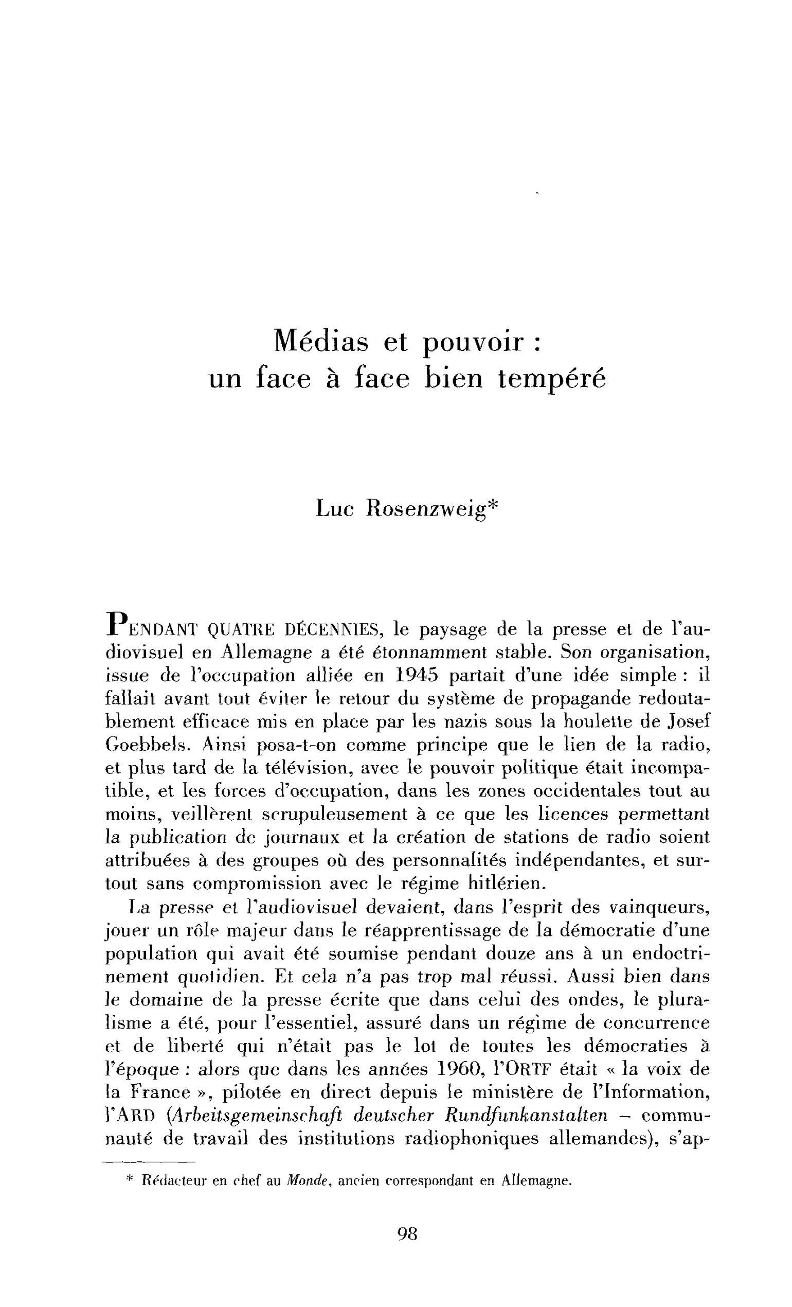 Médias et pouvoir : un face à face bien tempéré