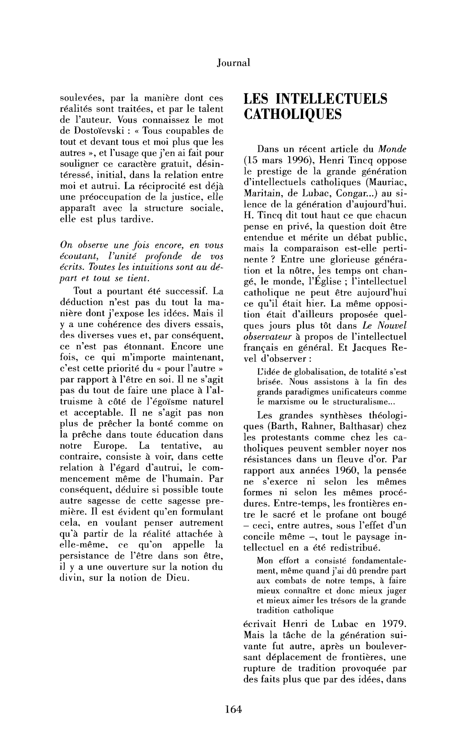 Les intellectuels catholiques