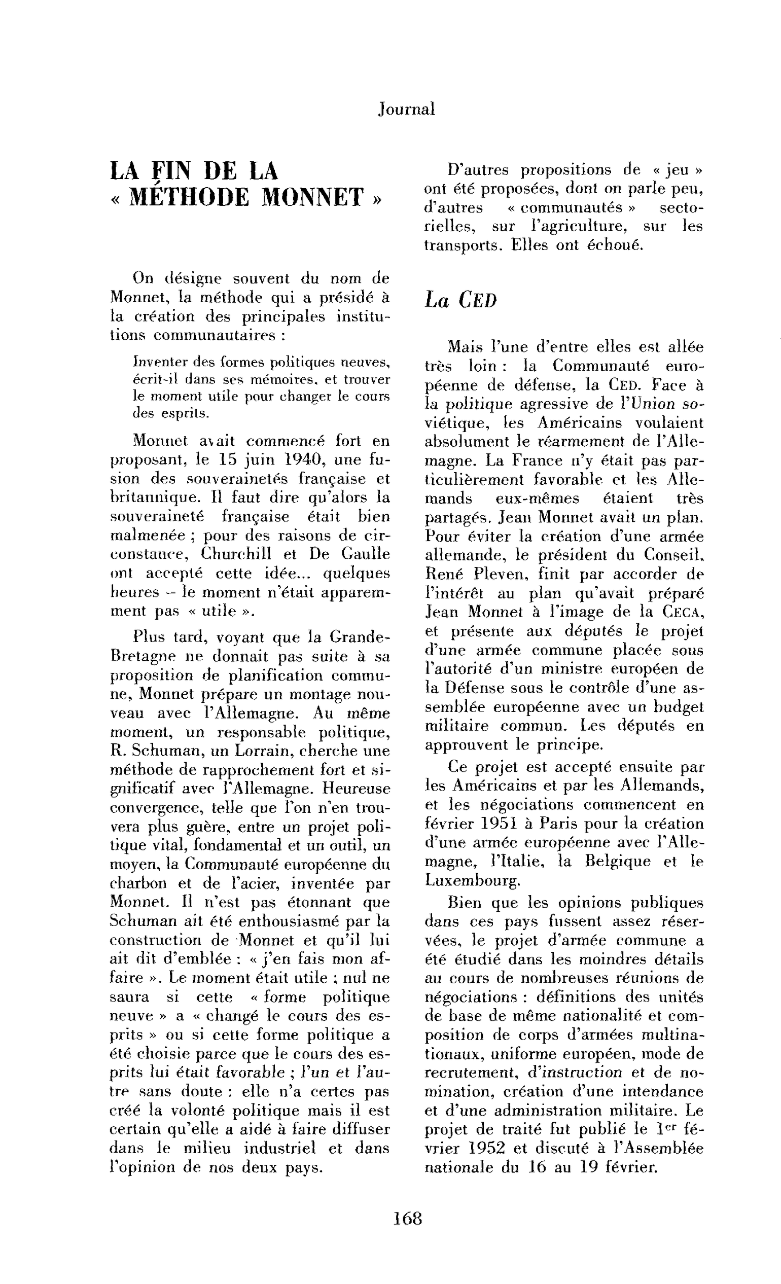 La fin de la méthode Monnet