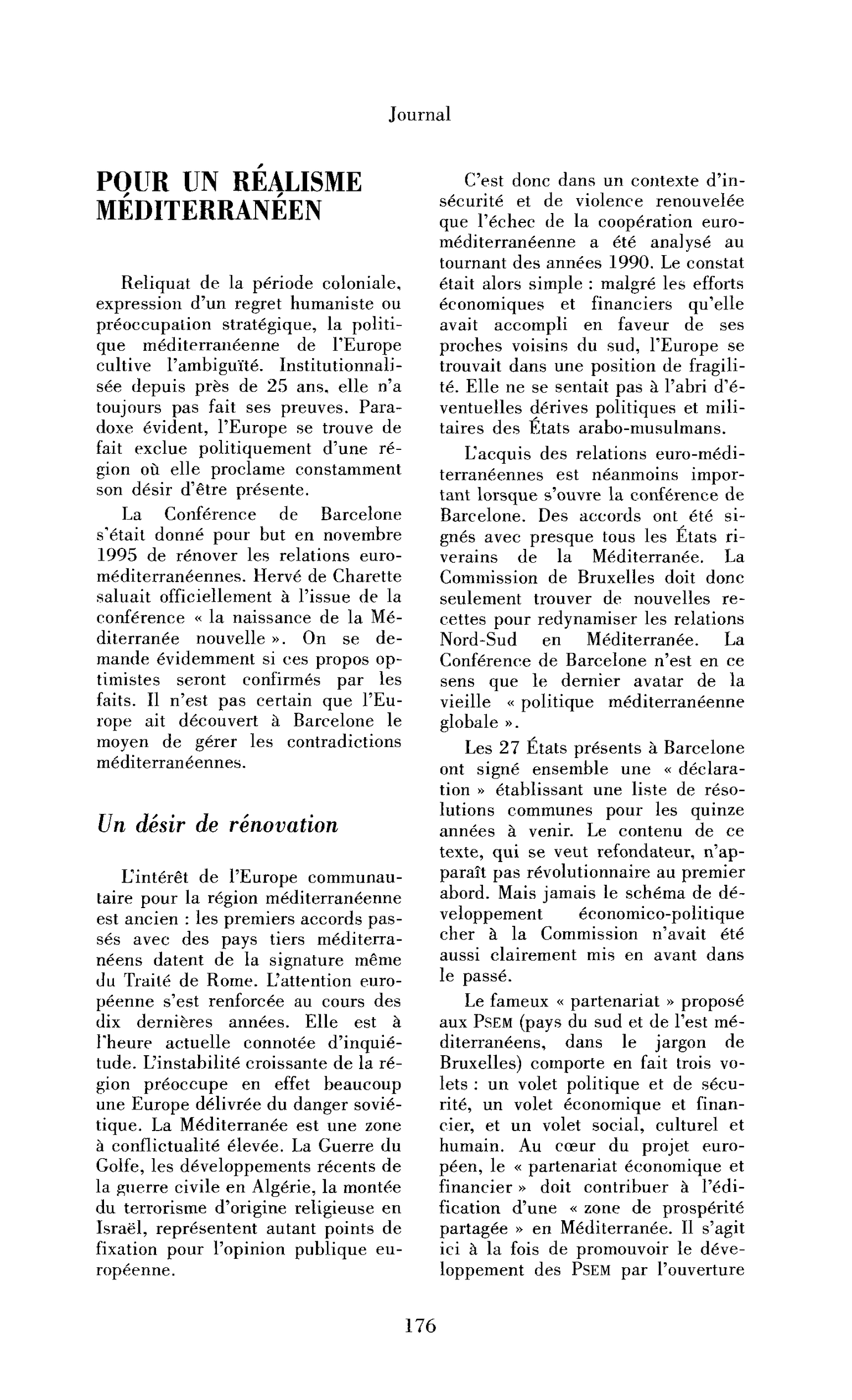 Pour un réalisme méditerranéen
