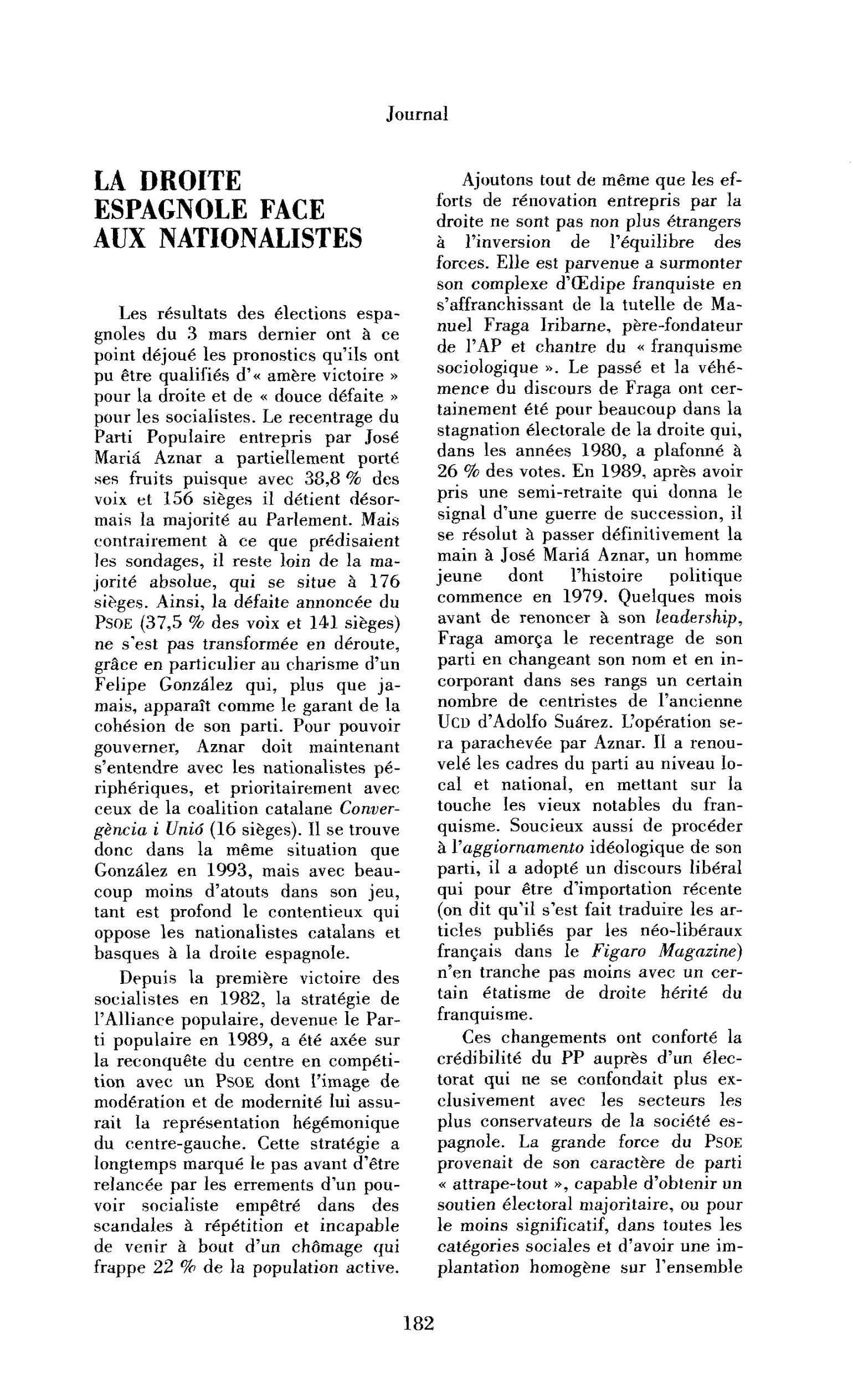 La droite espagnole face aux nationalistes