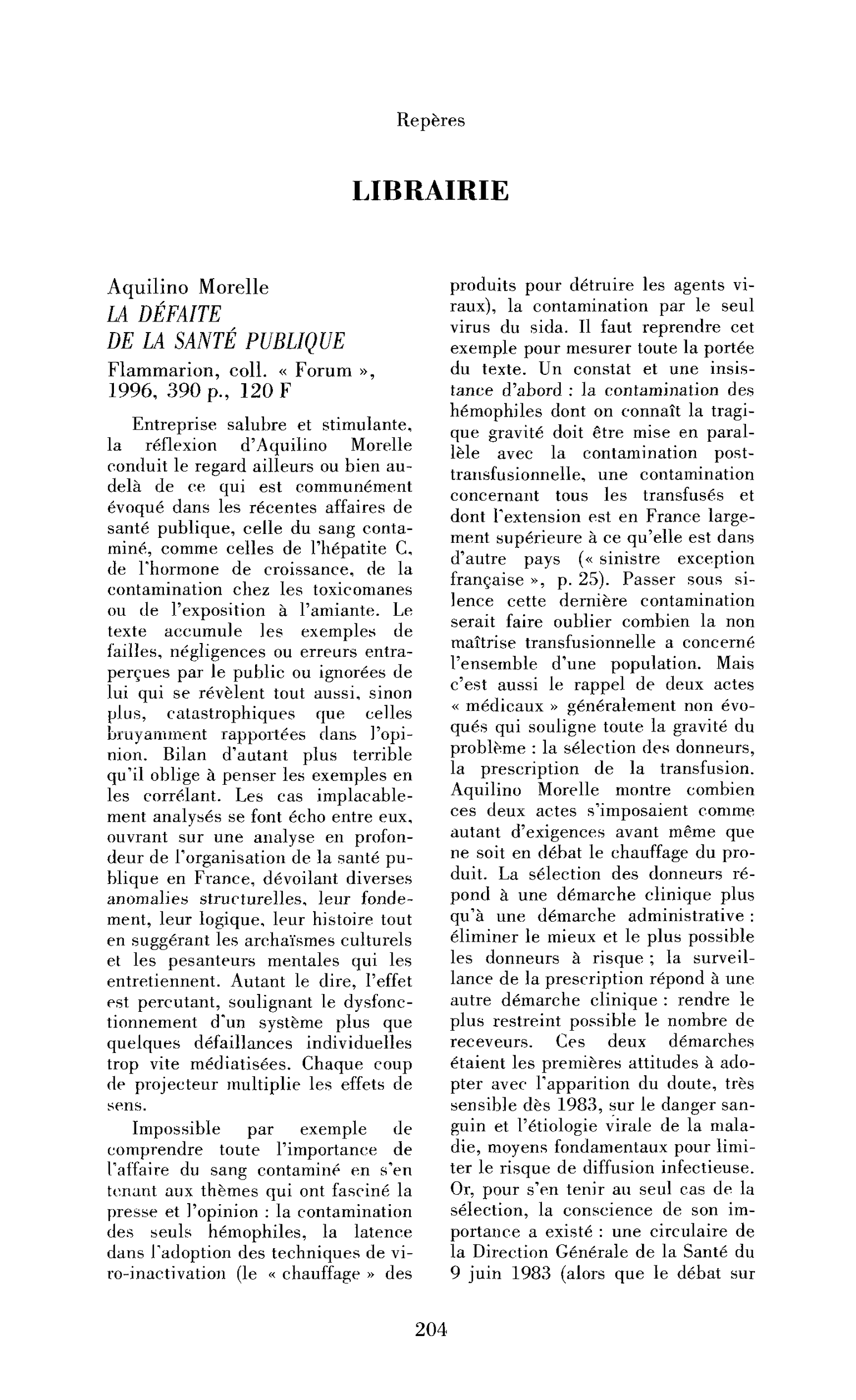 Aquilino Morelle : la Défaite de la santé publique