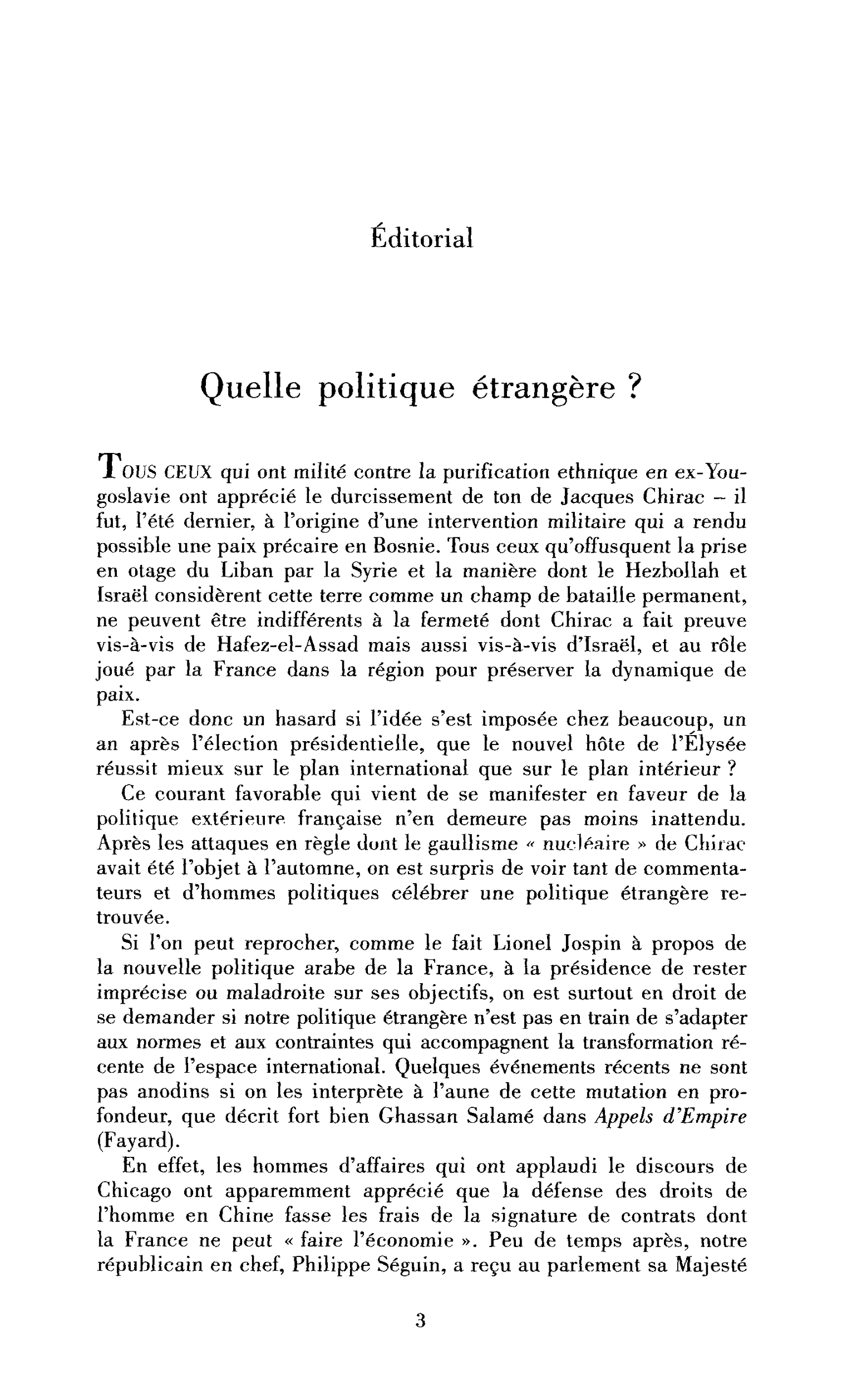 Quelle politique étrangère ?