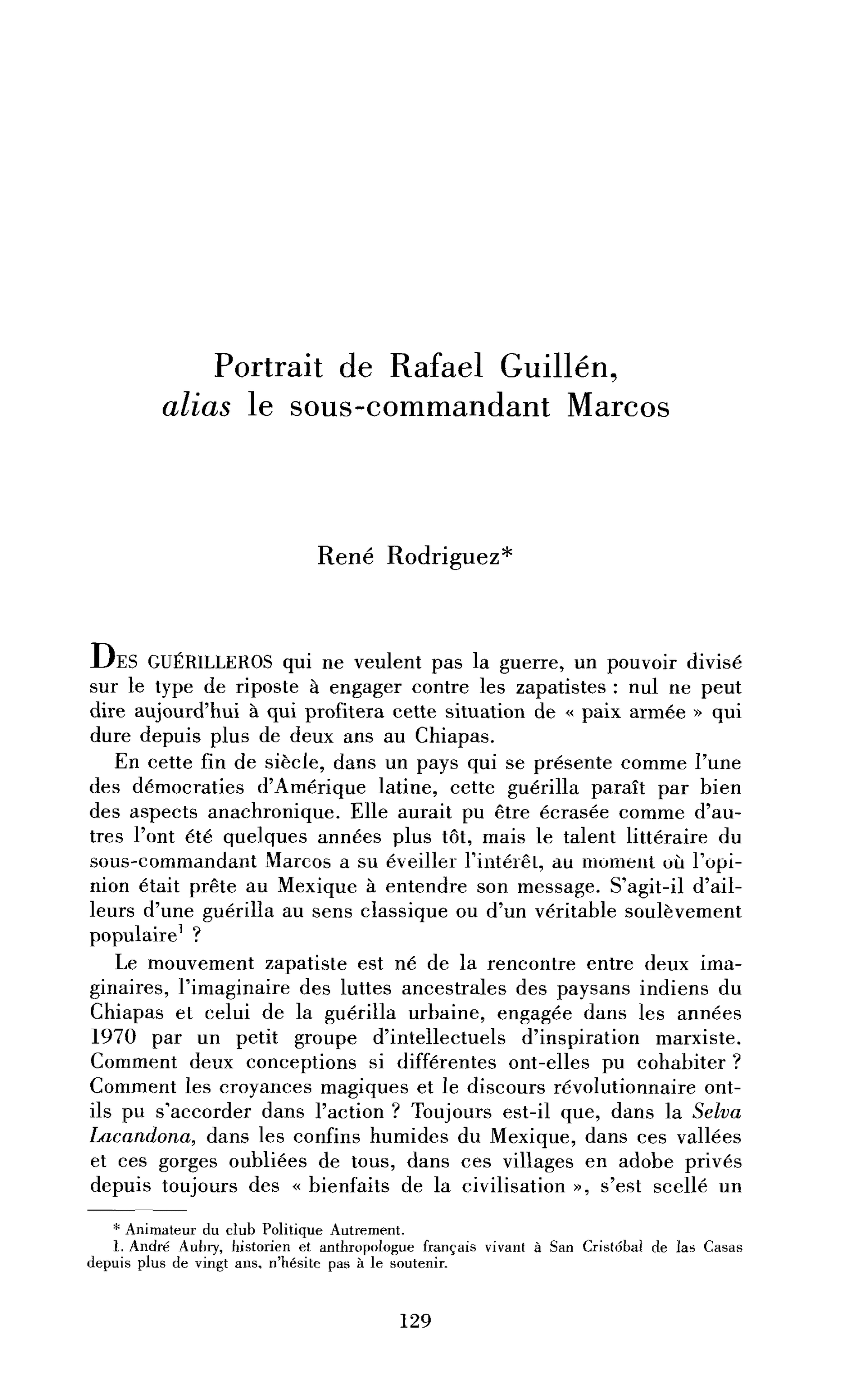 Portrait de Rafael Guillén, alias le sous-commandant Marcos