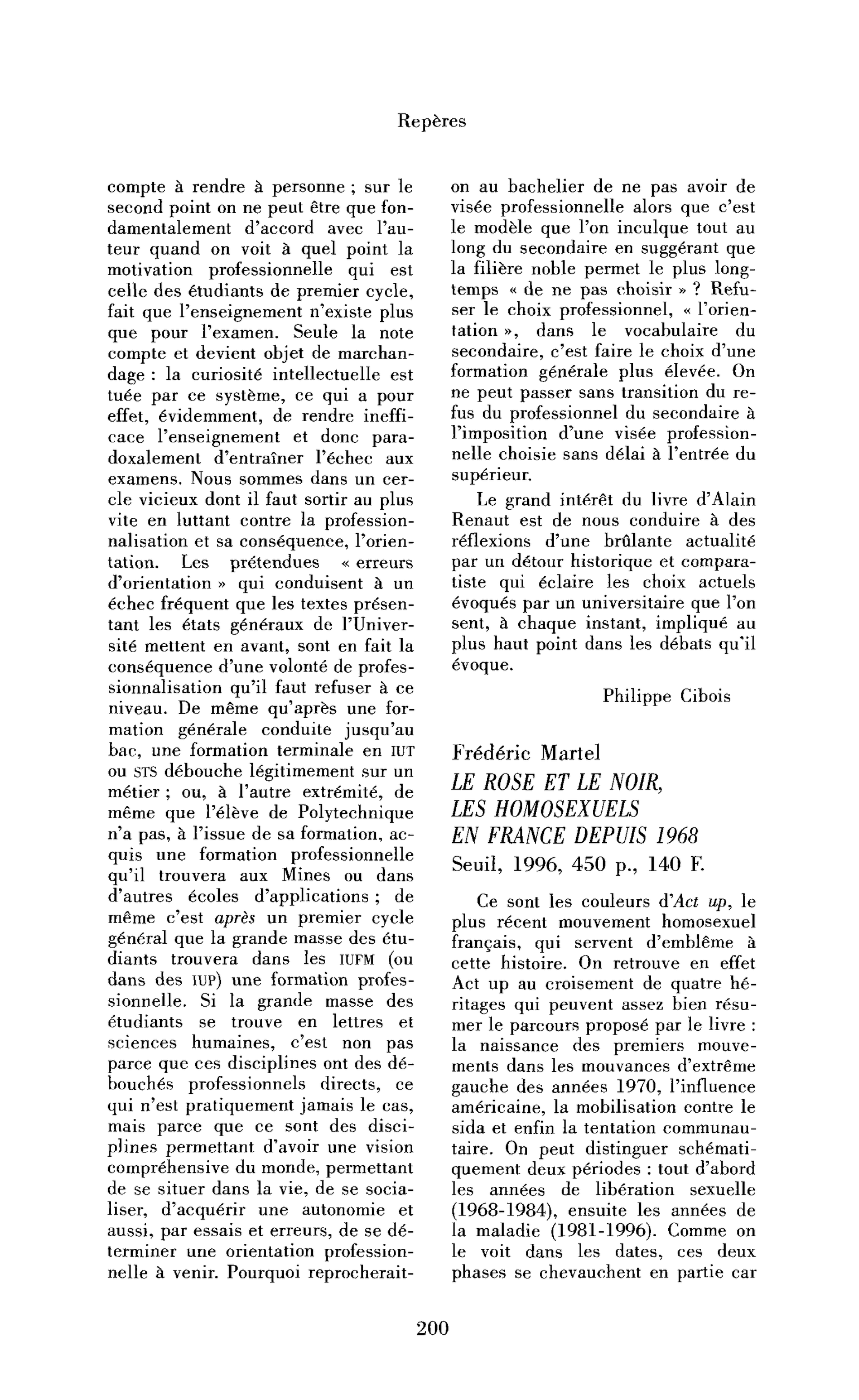 Frédéric Martel : le Rose et le noir. Les homosexuels en France depuis 1968