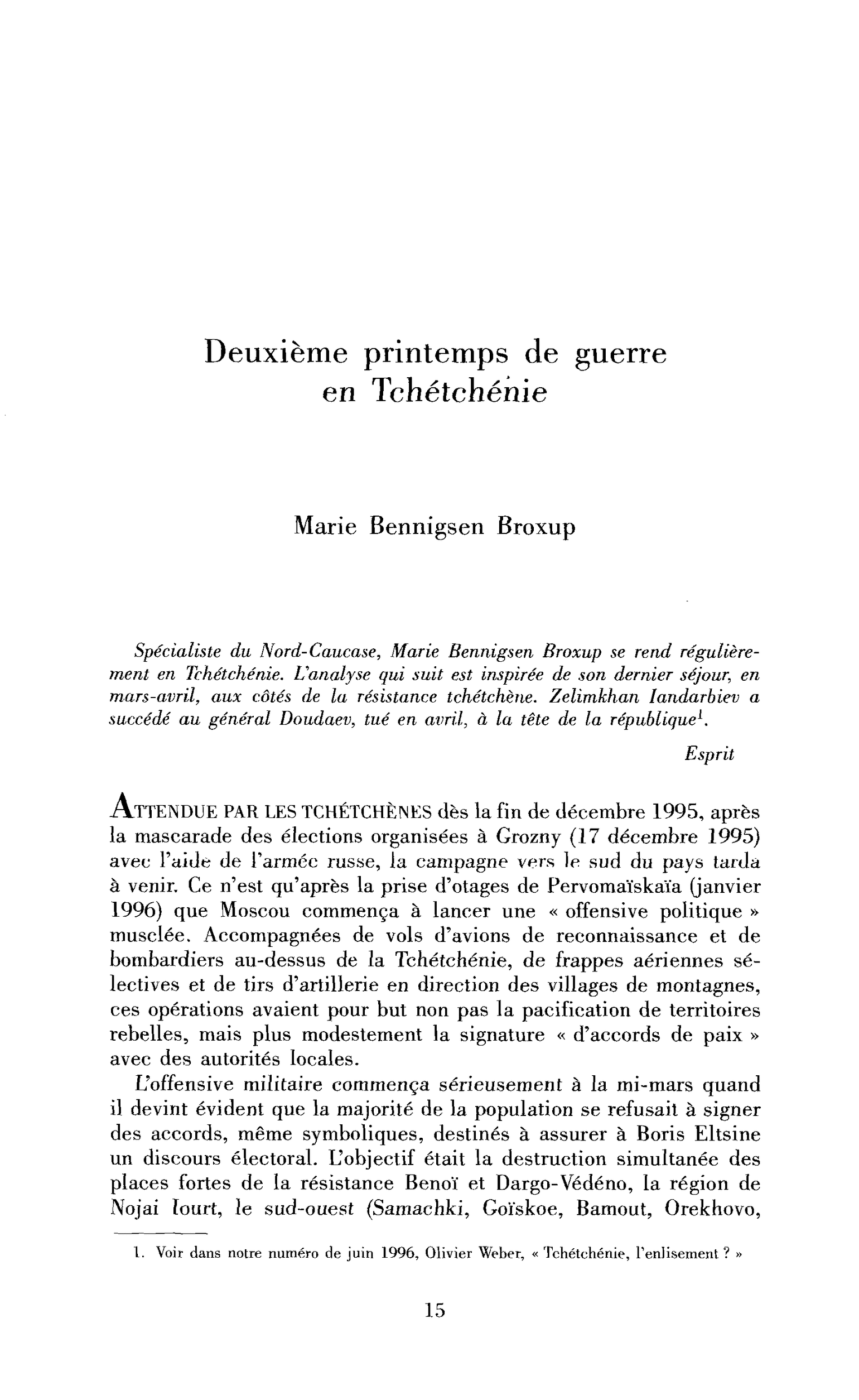 Deuxième printemps de guerre en Tchétchénie