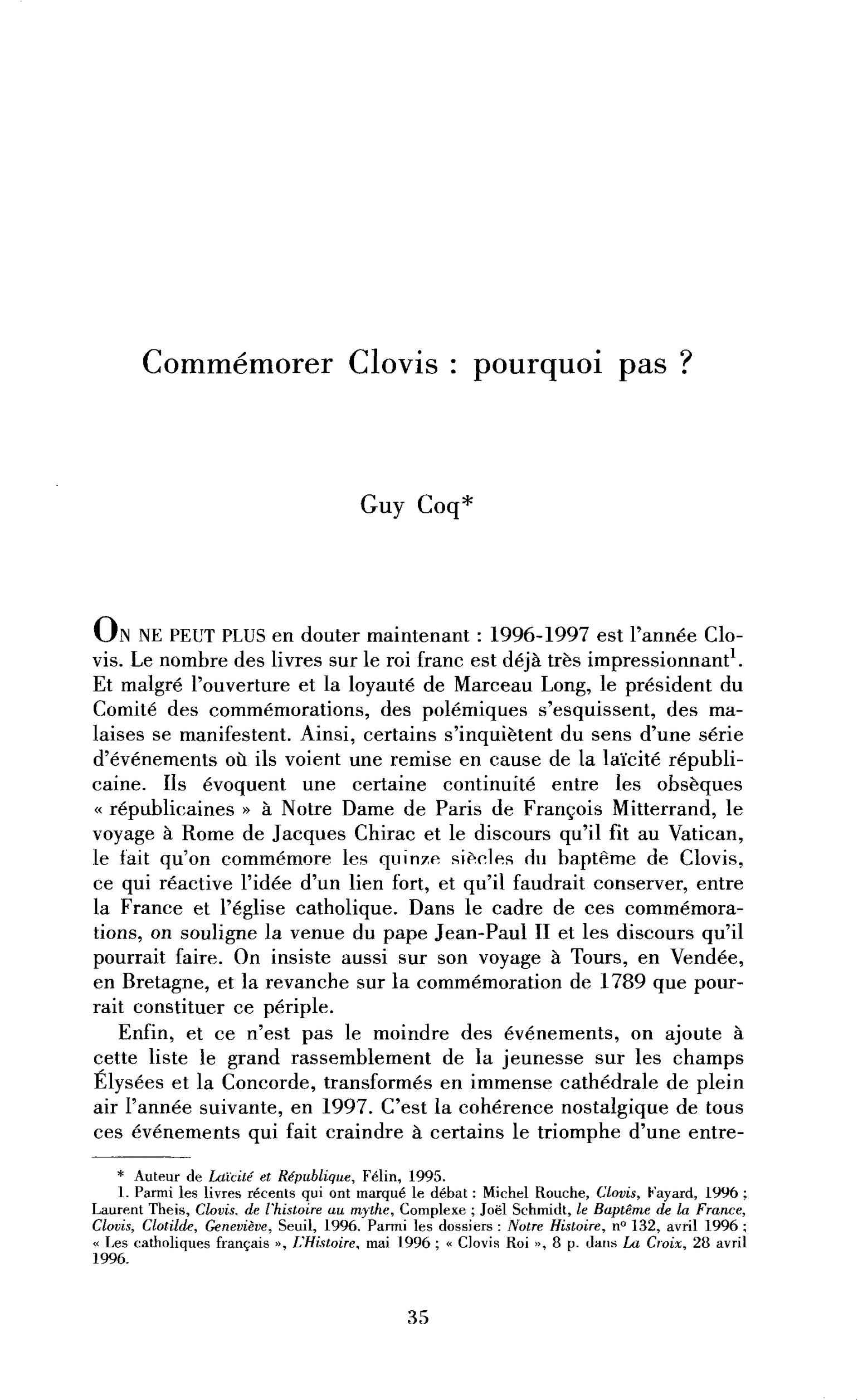 Commémorer Clovis, pourquoi pas ?