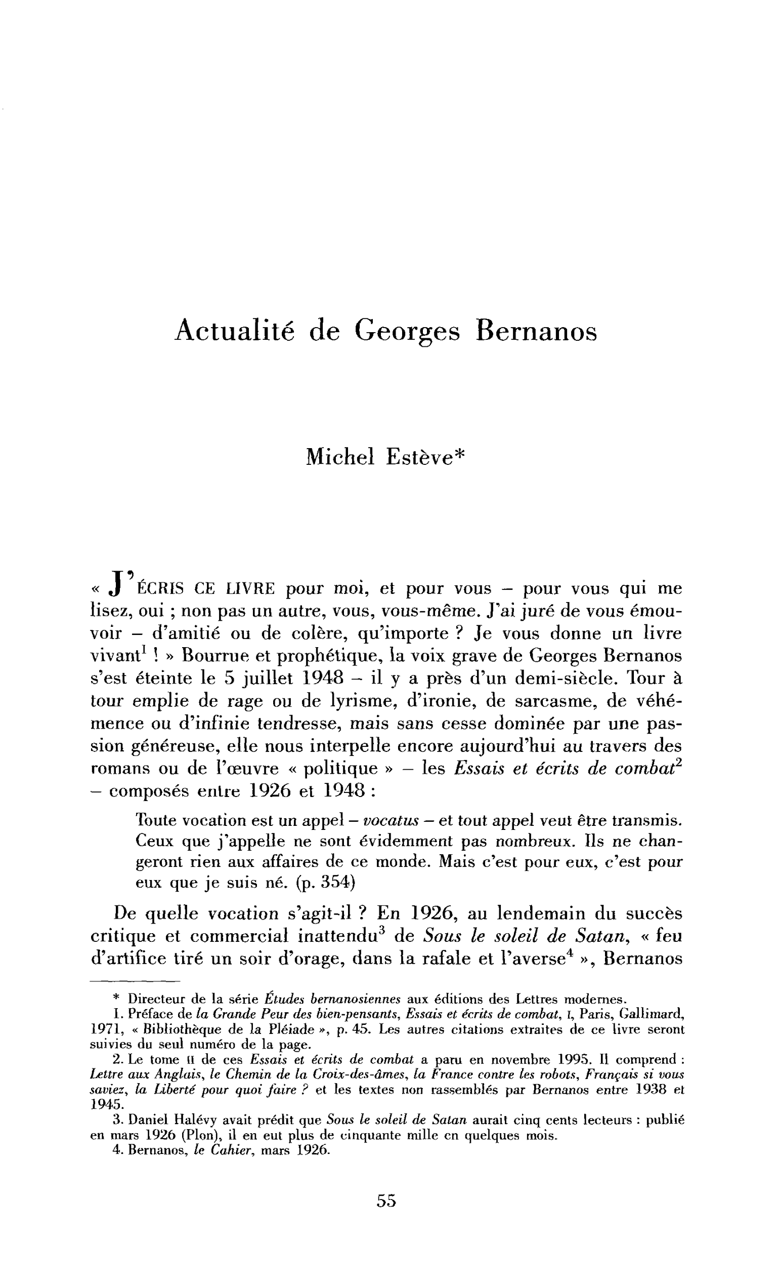 Actualité de Georges Bernanos