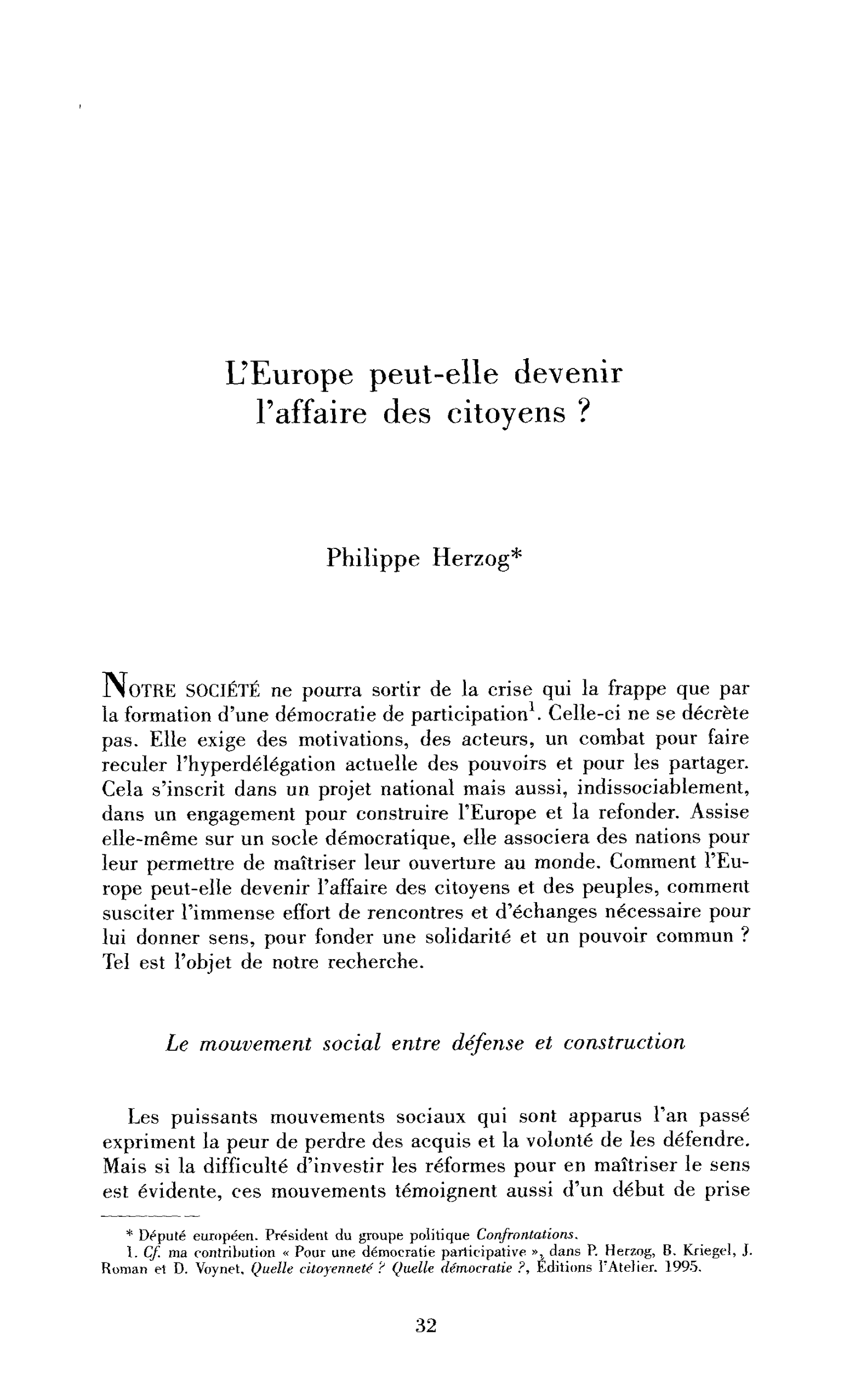 L’Europe peut-elle devenir l’affaire des citoyens ?