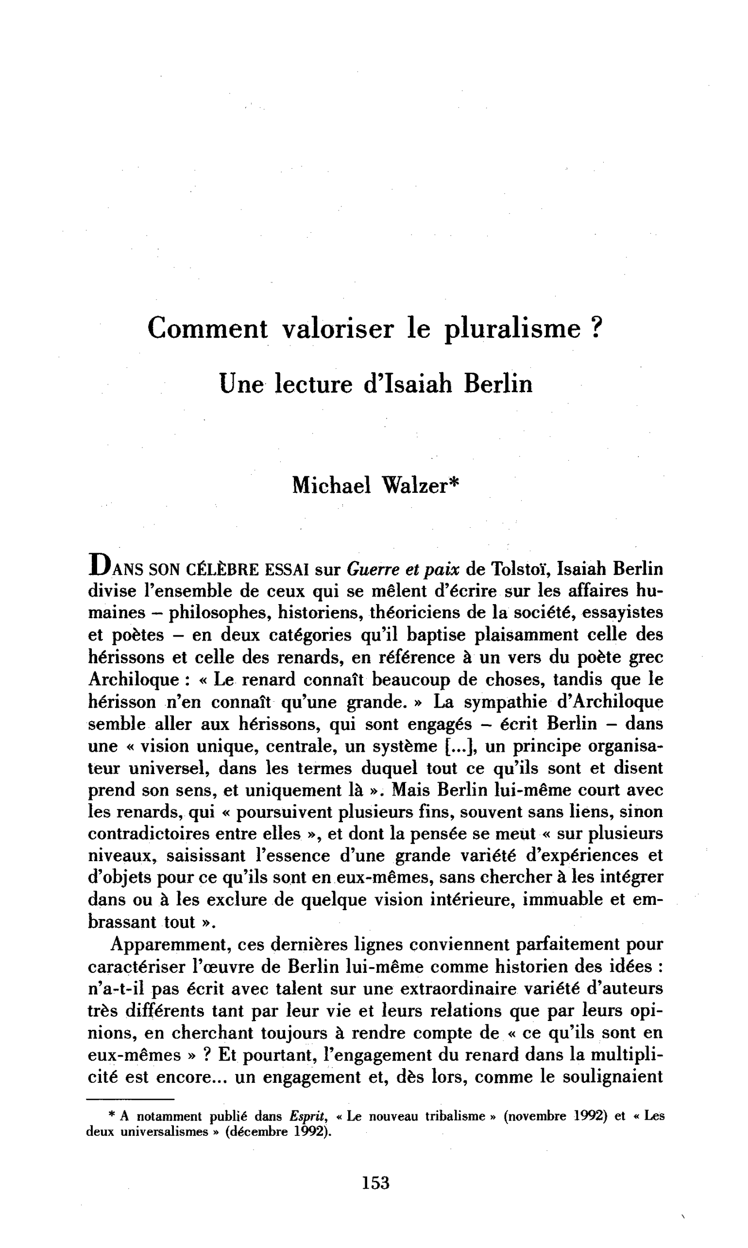 Comment valoriser le pluralisme ?