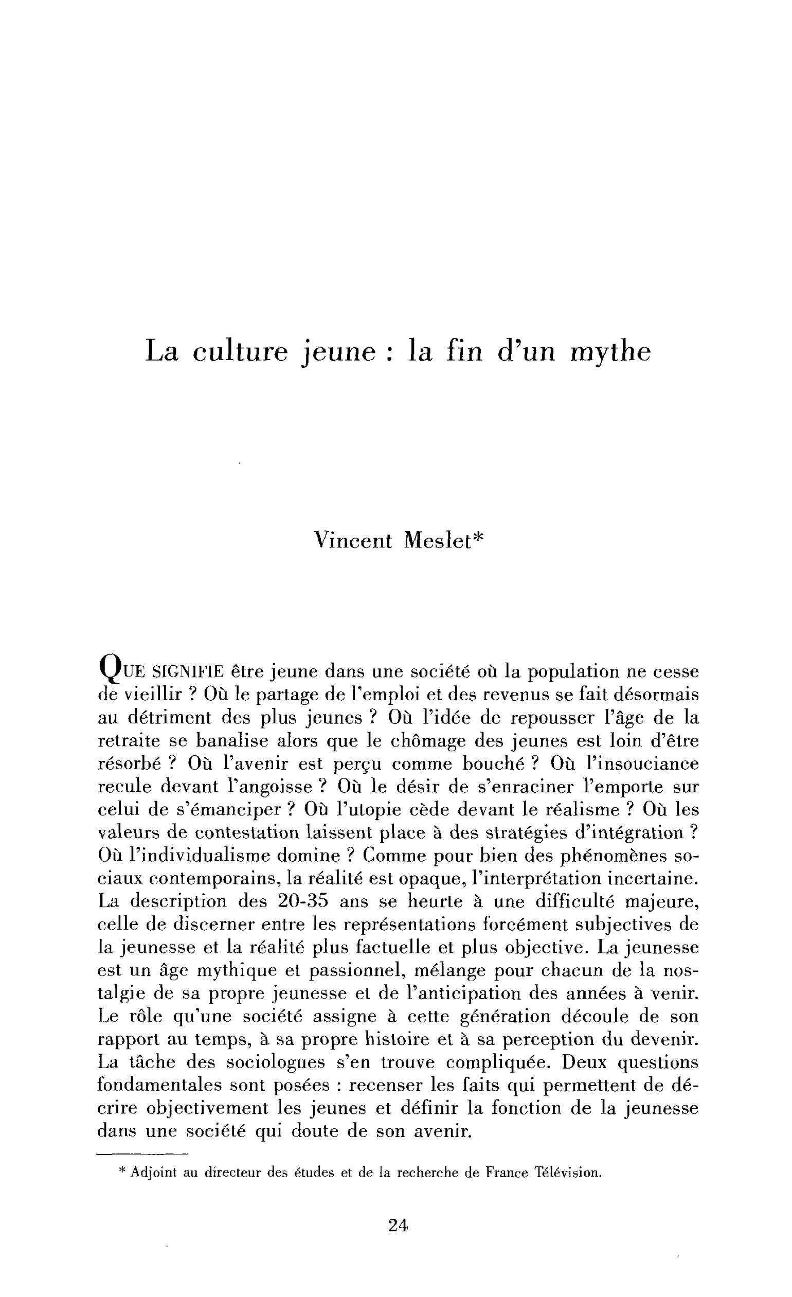 La culture jeune : la fin d’un mythe