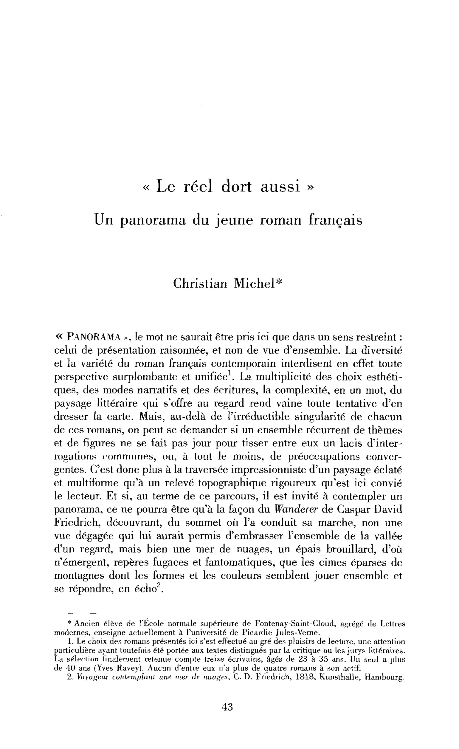 « Le réel dort aussi ». Un panorama du jeune roman français